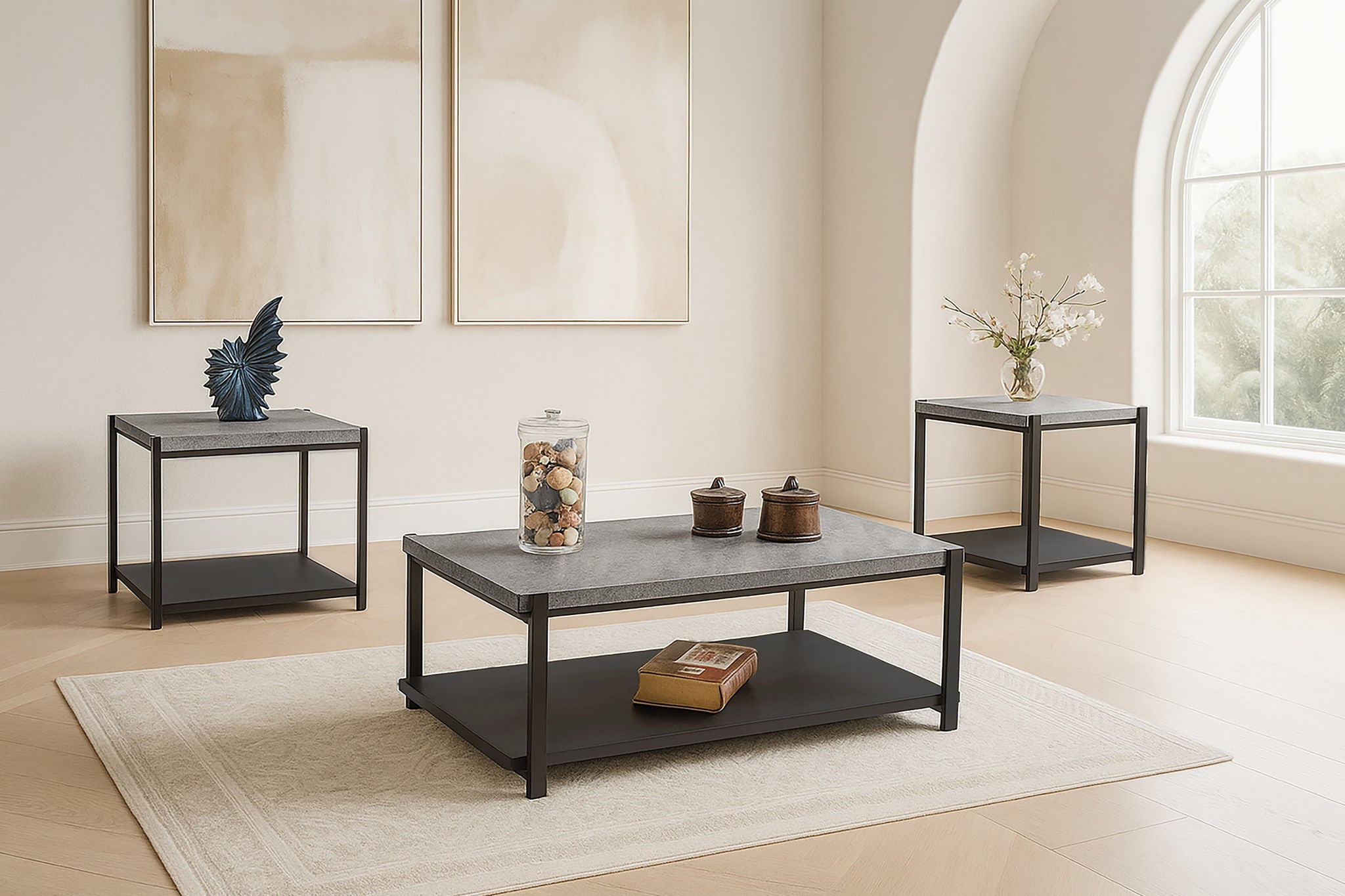Linea - 3 Piece Occasional Set (1 Coffee & 2 End Tables) - Dark Gray