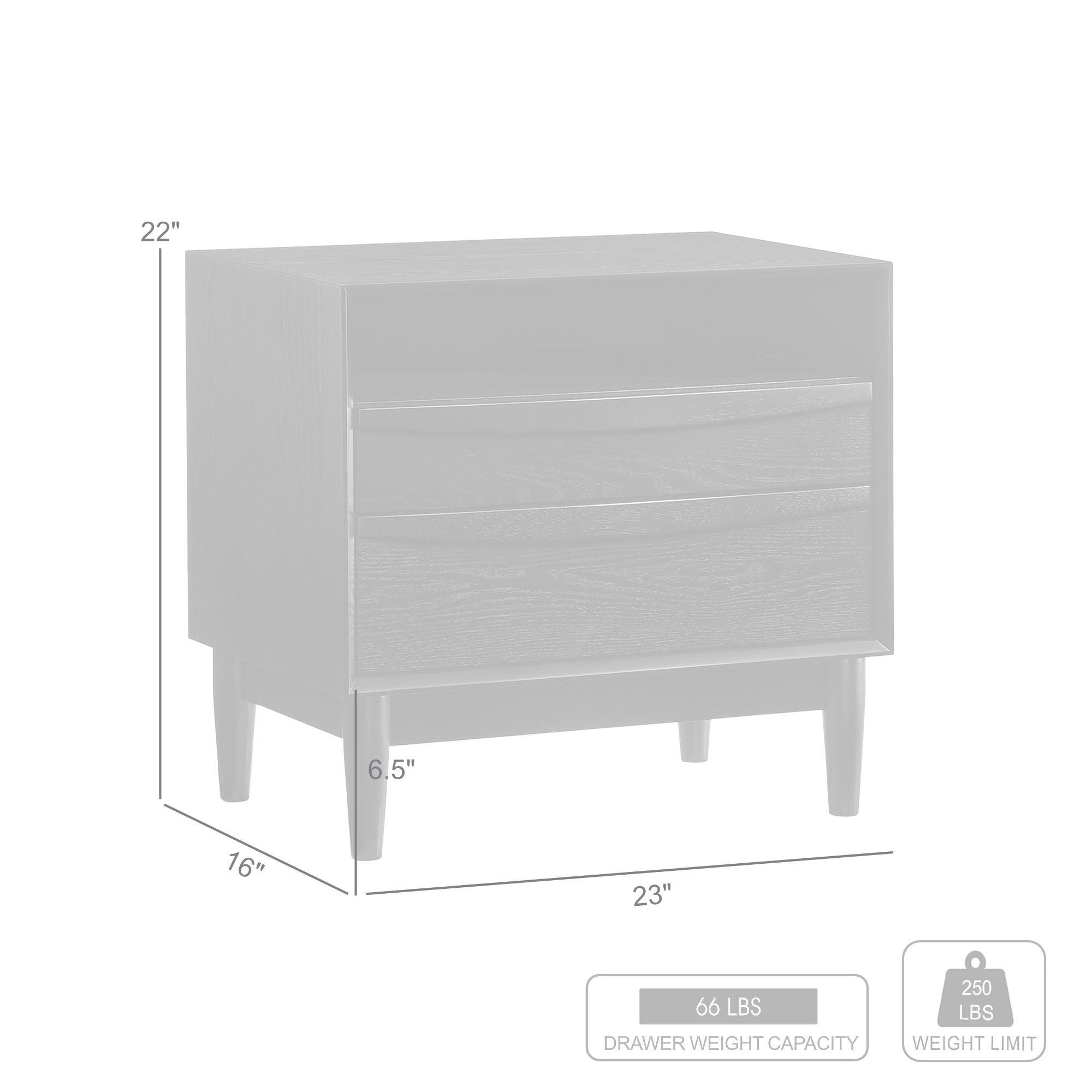 Artemio - 2 Drawer Wooden Nightstand With Shelf