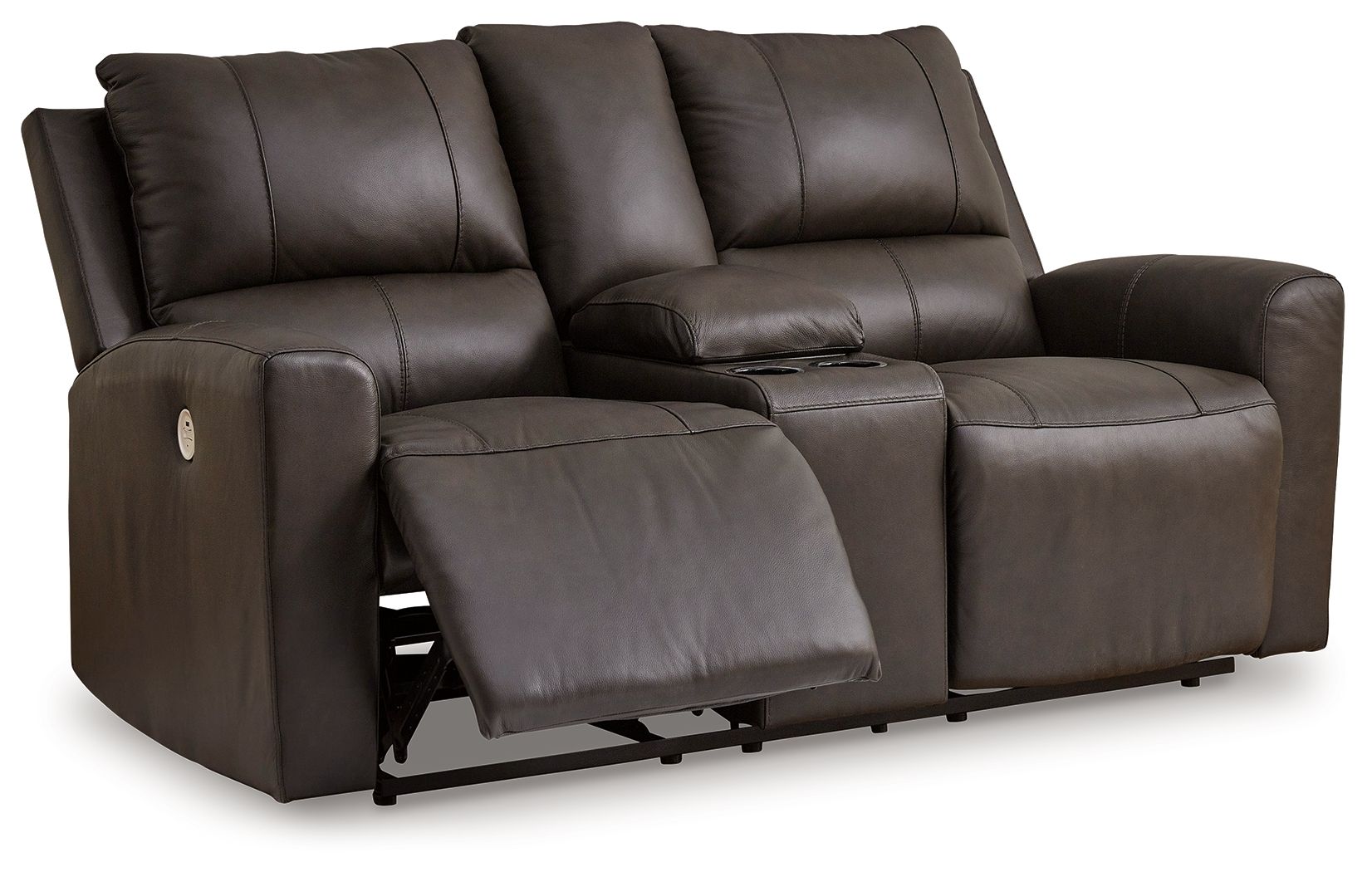 Boxmere - Dbl Power Reclining Loveseat with Console - Storm