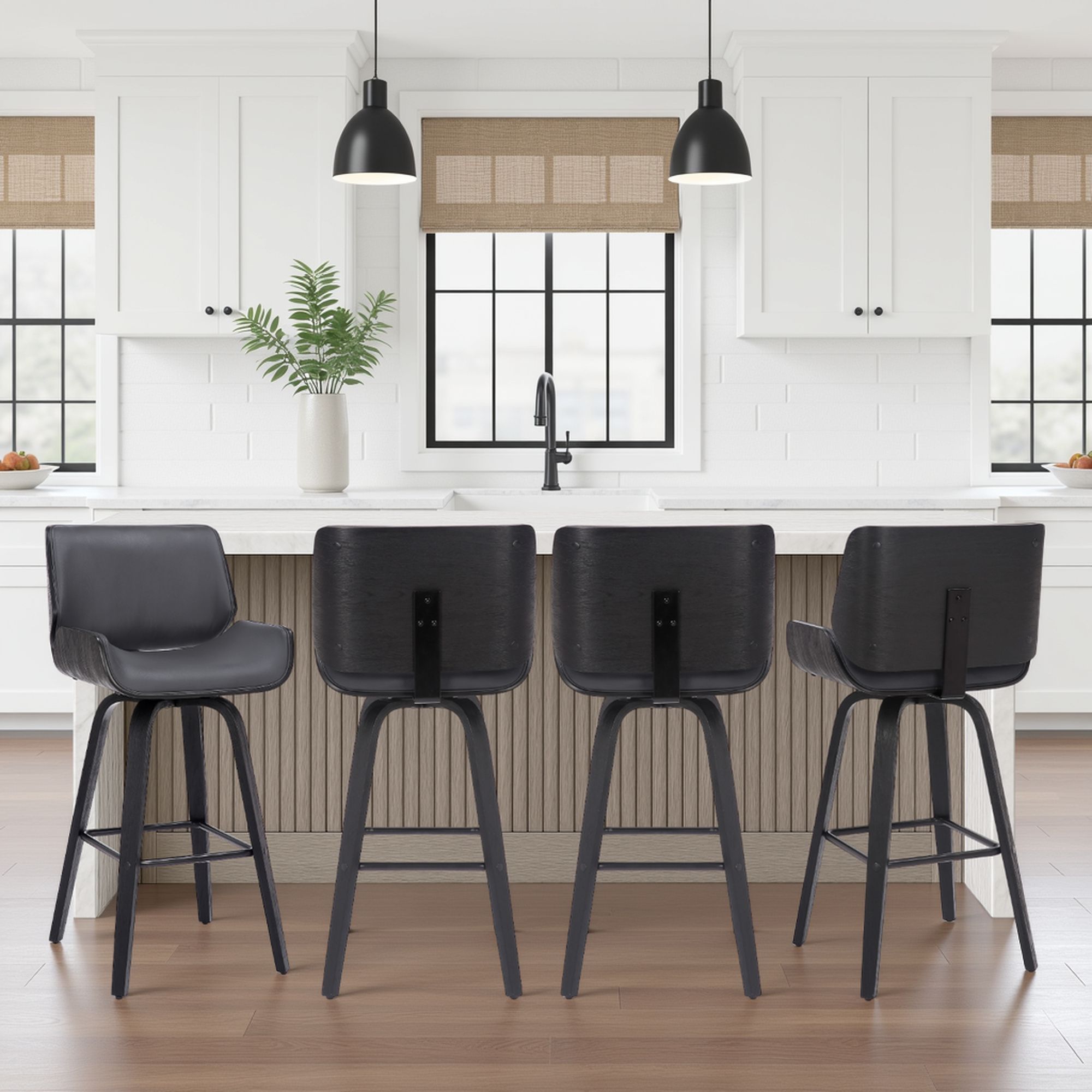 Tyler - 26" Counter Height Swivel Bar Stool With Black Frame