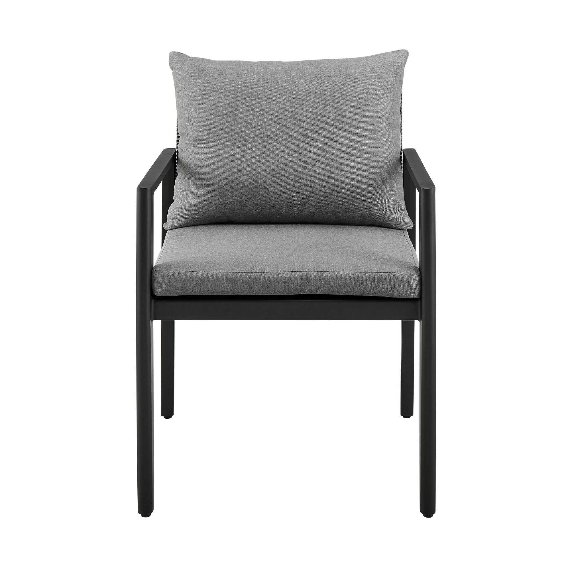 Cayman - Outdoor Patio Dining Chairs With Arms In Aluminum With Gray Cushions - (Set Of 2)