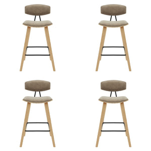 Fox - Counter Height Curved Back Wood Bar Stool With Faux Leather Seat