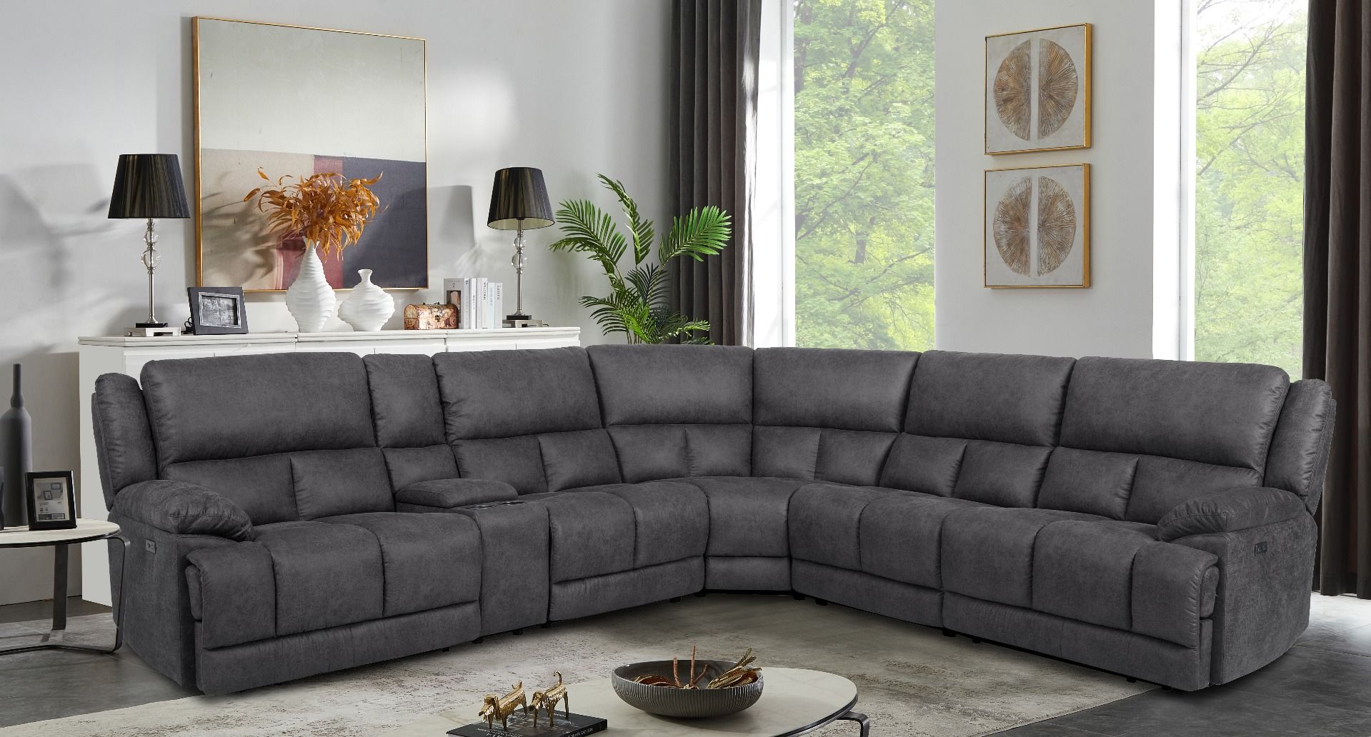 Mega CMS 70775M (100605)-6pc power reclining sectional - cheers