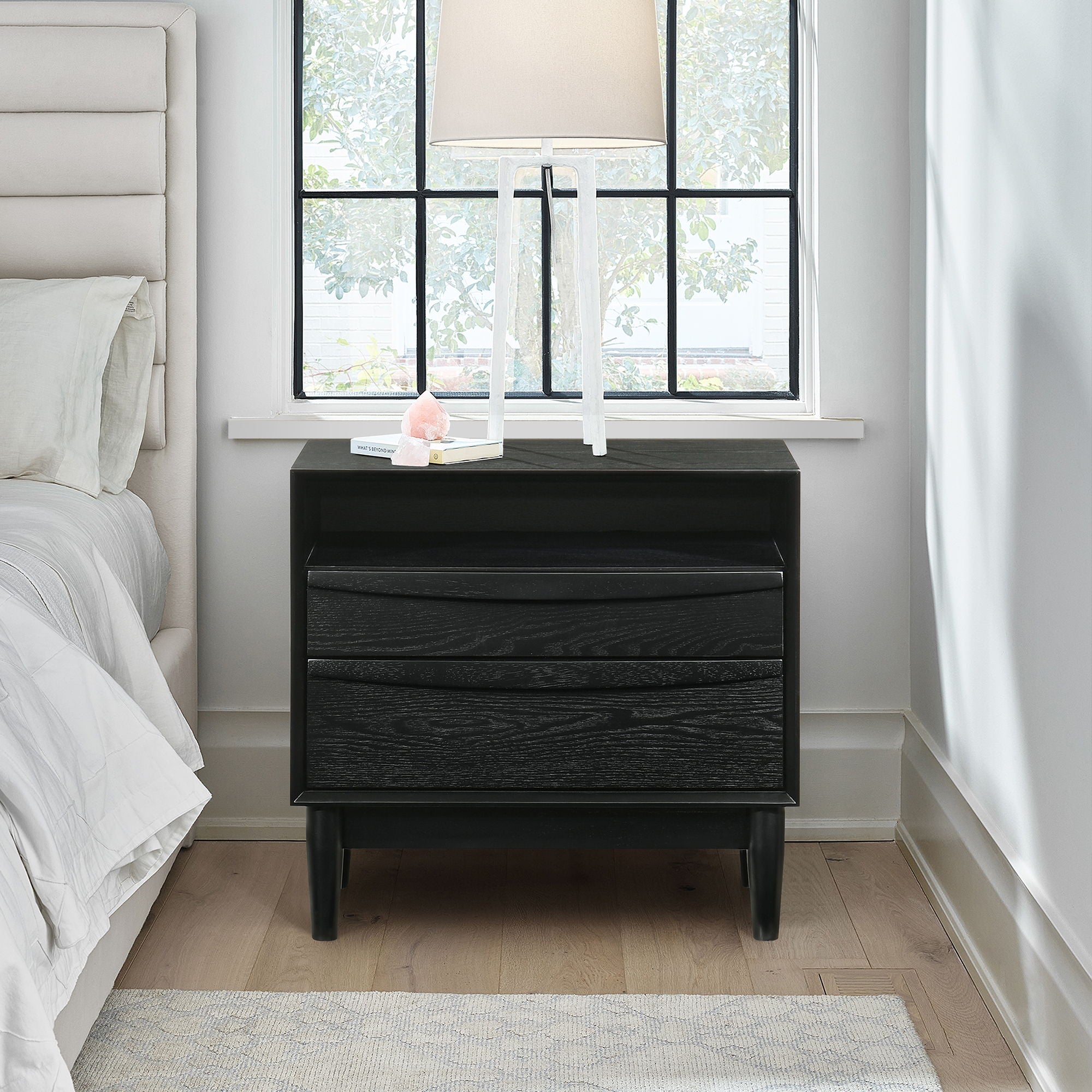 Artemio - 2 Drawer Wooden Nightstand With Shelf
