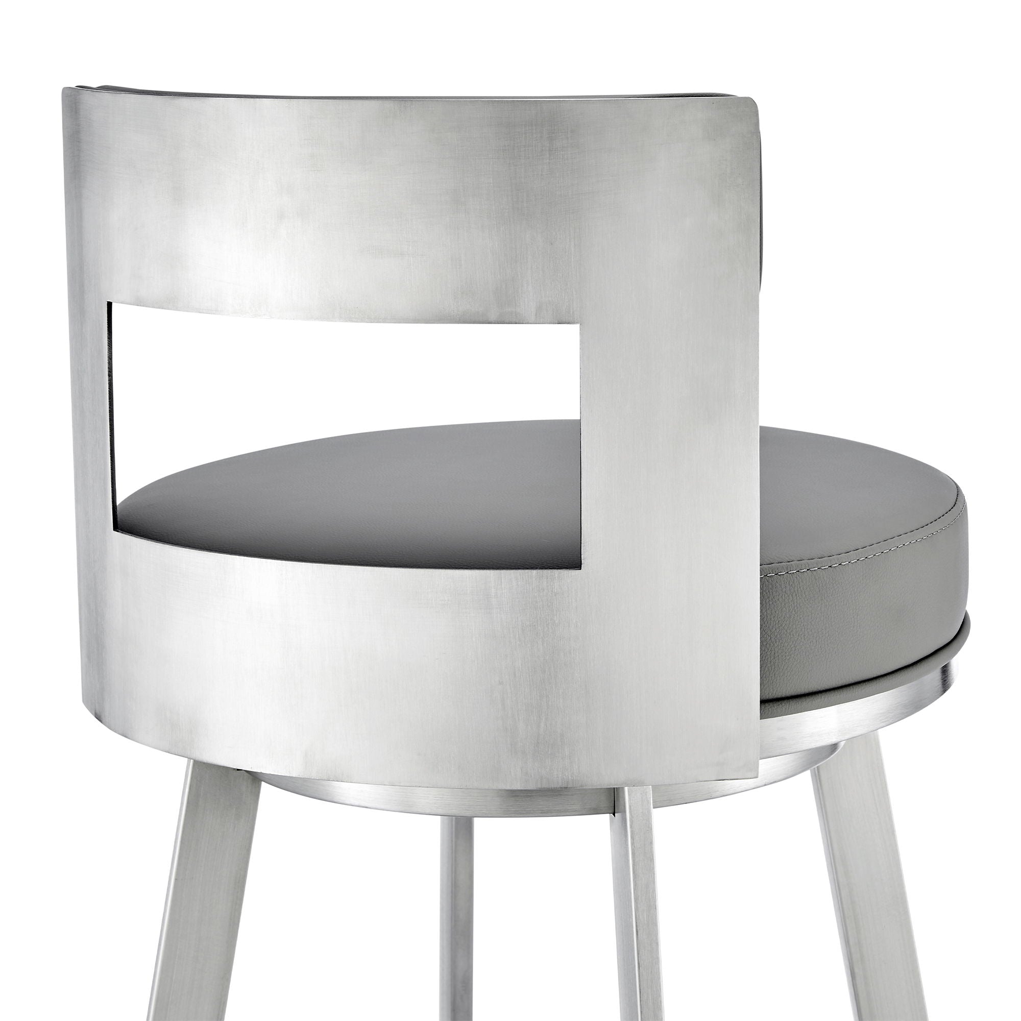 Lynof - Swivel Bar Stool - Brushed Stainless Steel Finish