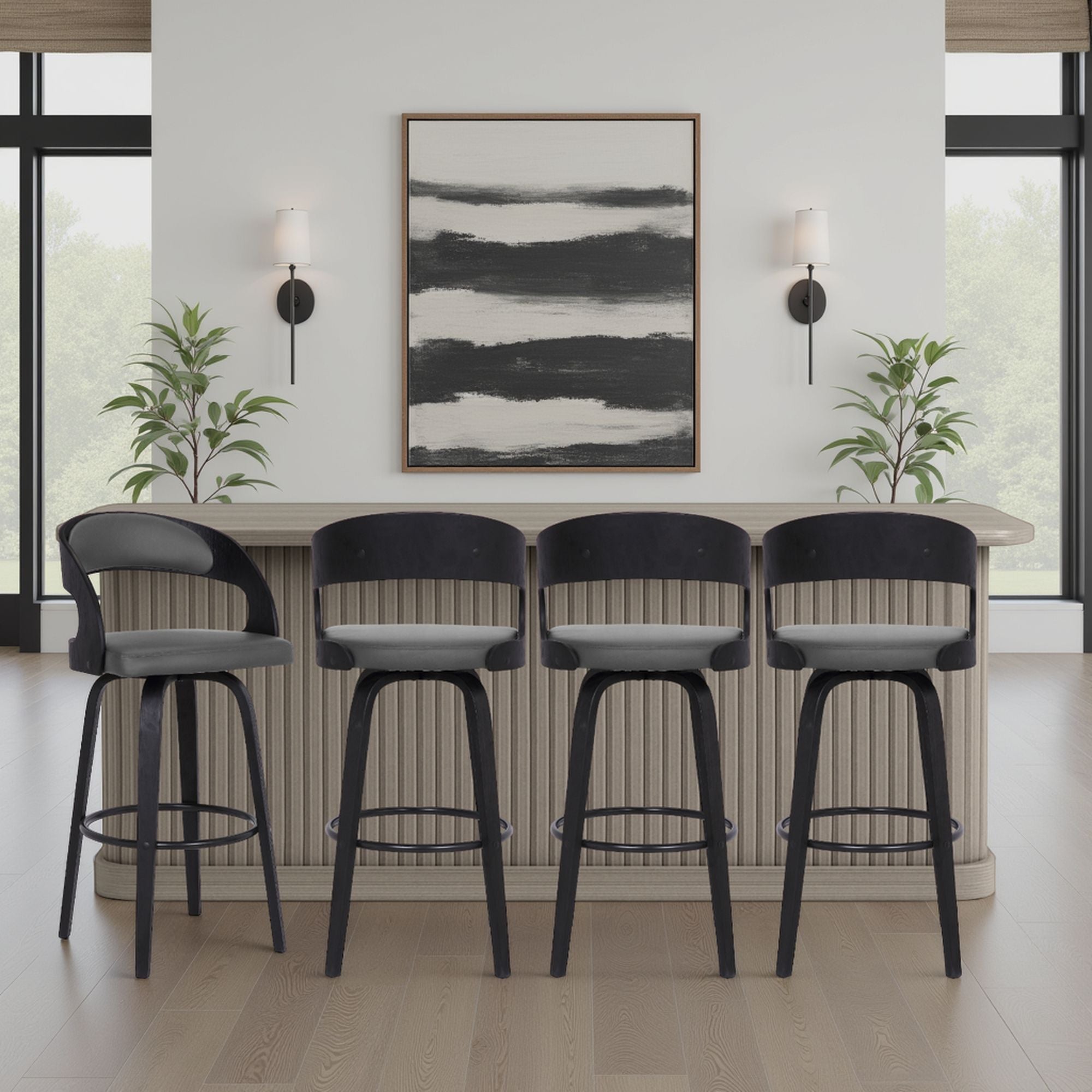 Shelly - 30" Bar Height Swivel Bar Stool With Black Frame