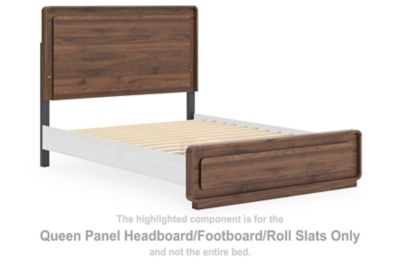Fortlorn - Queen Panel Headboard/Footboard/Roll Slats - Walnut Brown