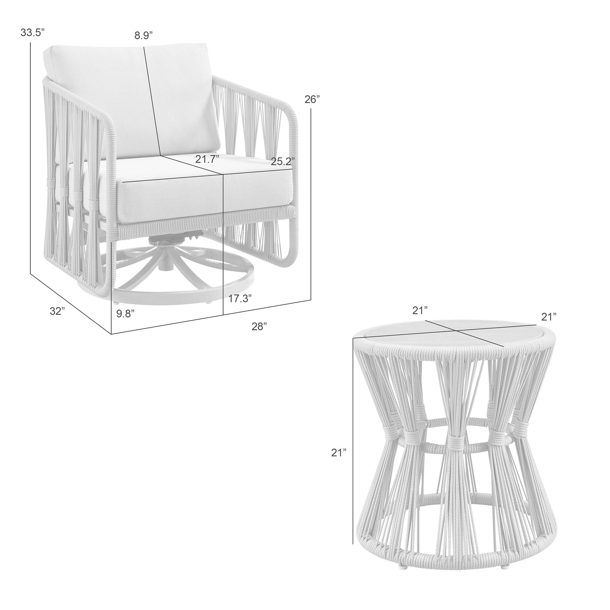 Breeze - Powder Coated Metal Outdoor Conversation Set With Cushions