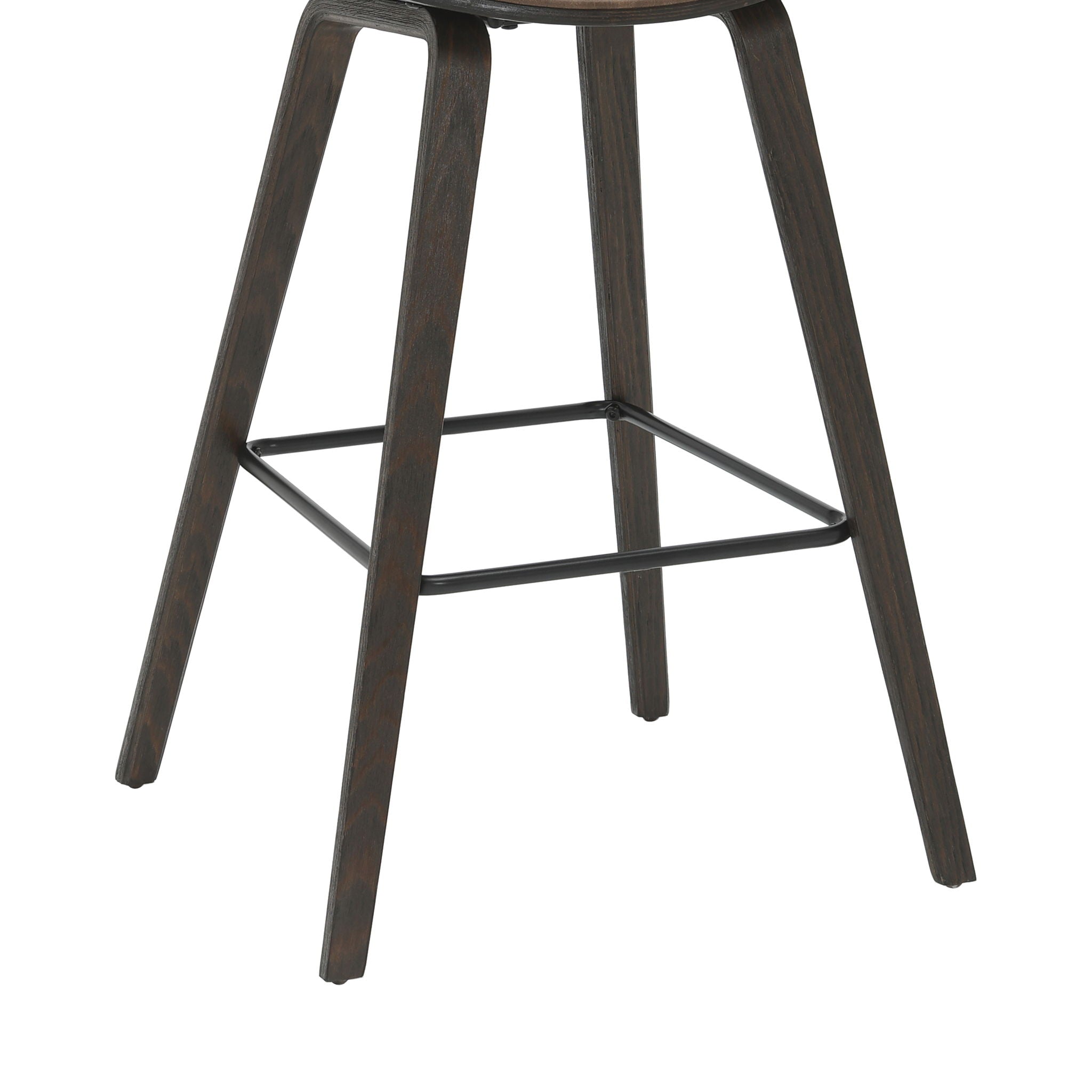 Fox - Bar Height Curved Back Wood Bar Stool With Faux Leather Seat