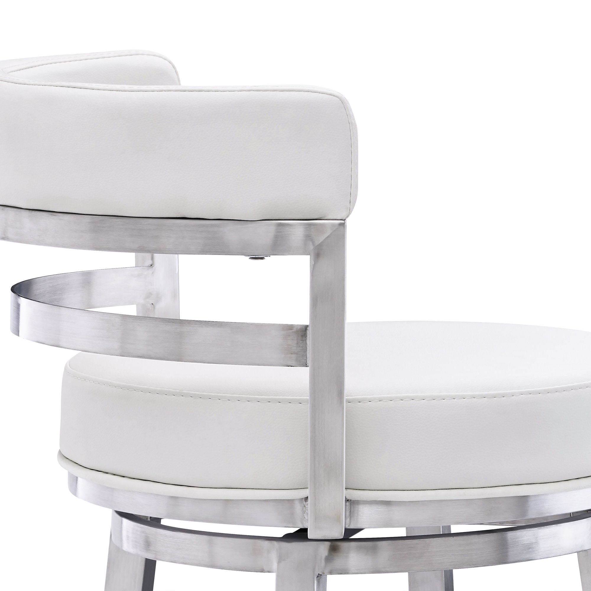 Titana - Swivel Faux Leather And Brushed Stainless Steel Bar Stool