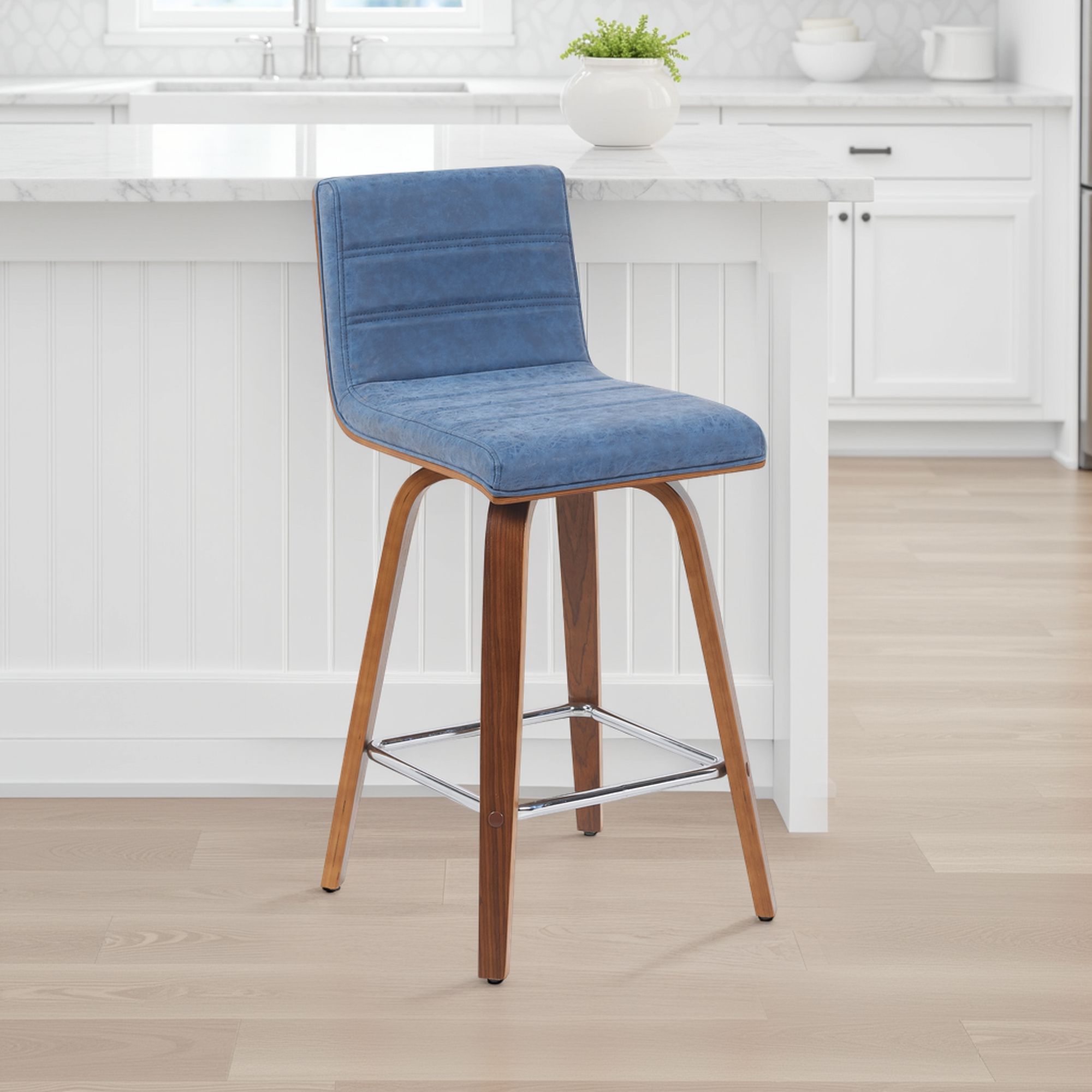 Vienna - Modern Counter Height Swivel Bar Stool - Walnut Finished Wood Frame