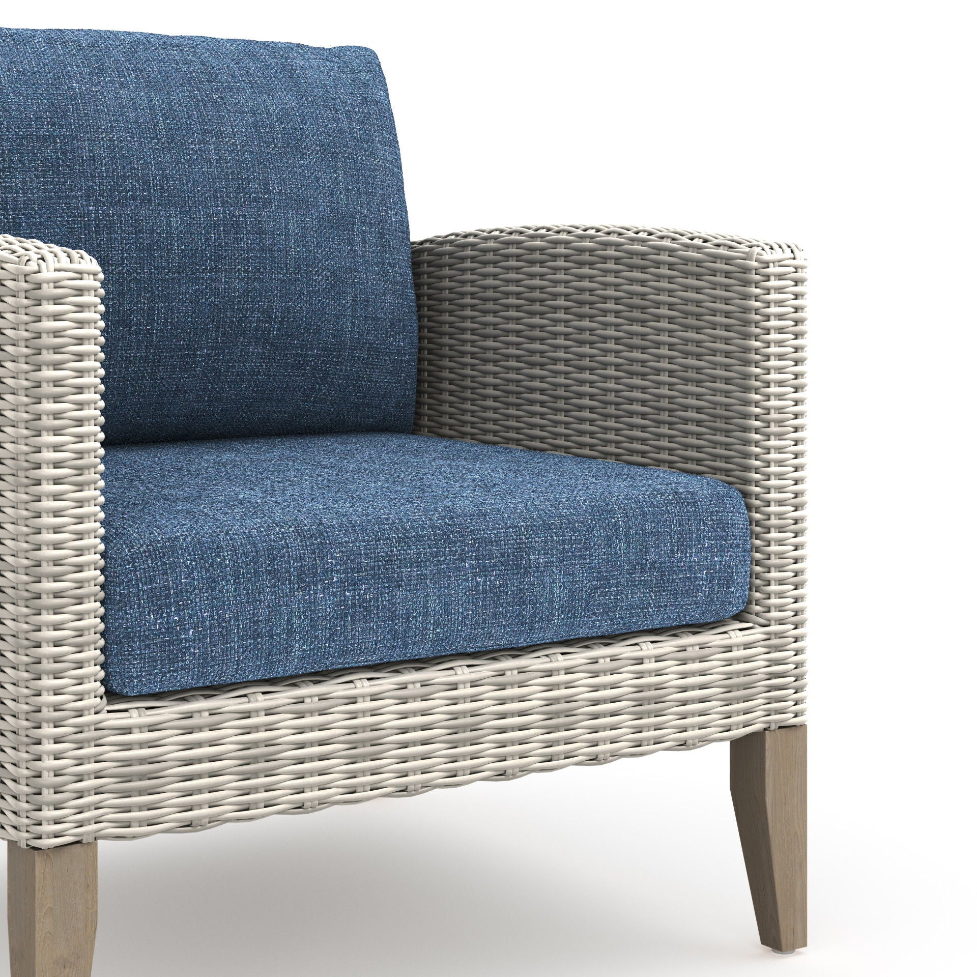 Carezza - 5 Piece Set (Sofa & 2 Club Chairs & 2 Stools) - Dark Blue