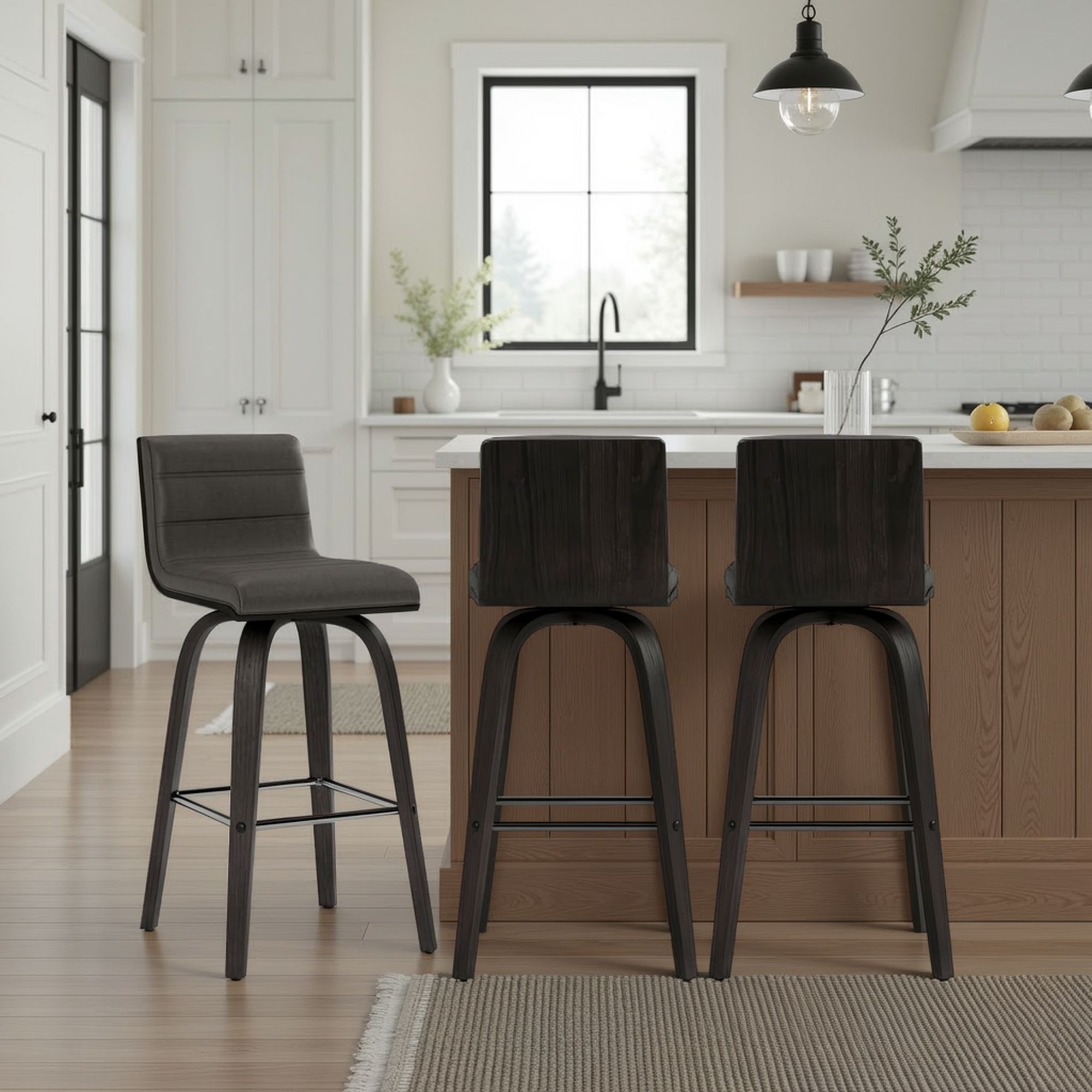 Vienna - 26" Swivel Counter Stool - Black Wood