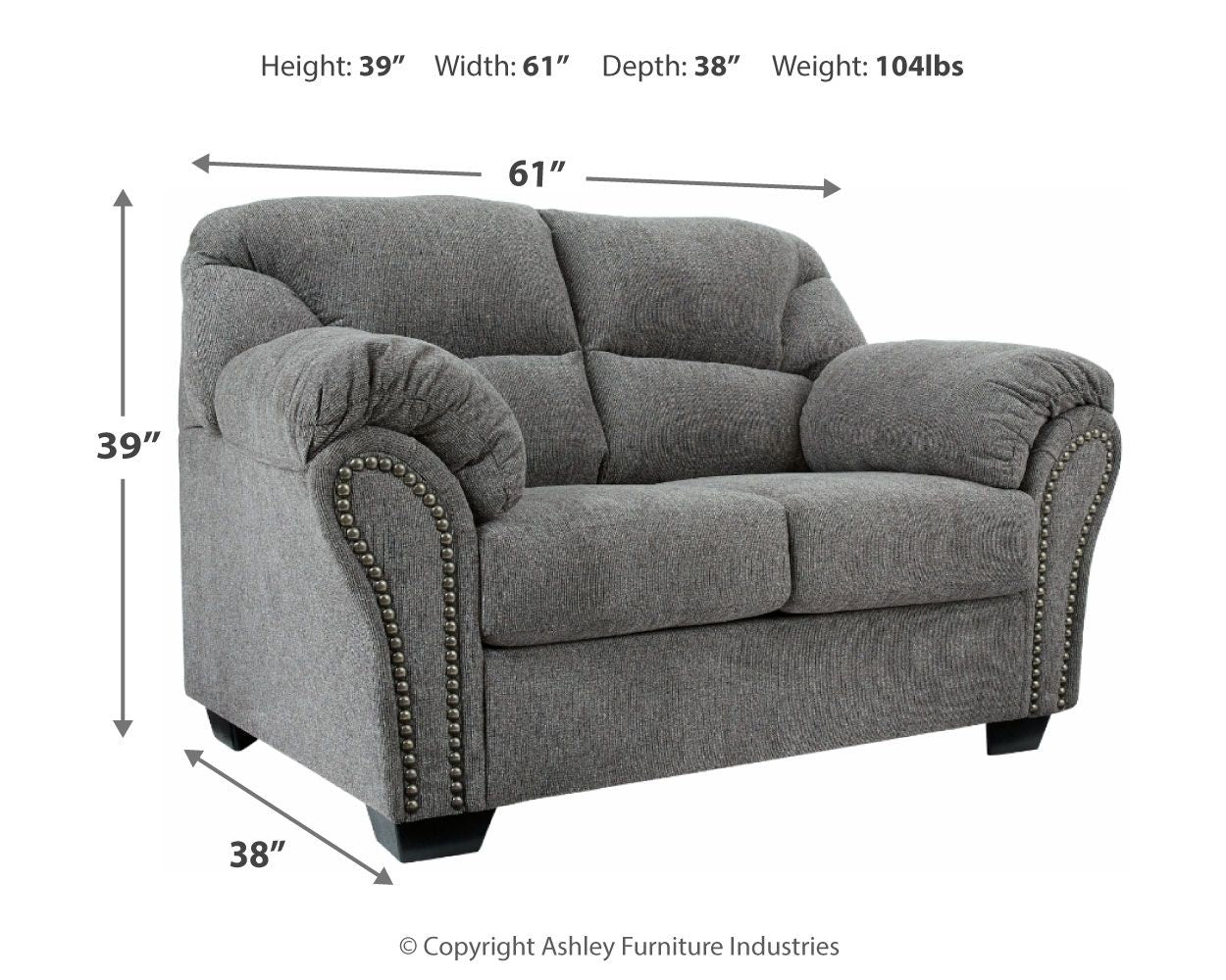 Allmaxx - Loveseat - Pewter