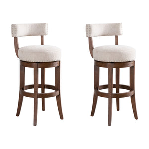 Mystic - Solid Wood Upholstered 30" Bar Height Swivel Barstool