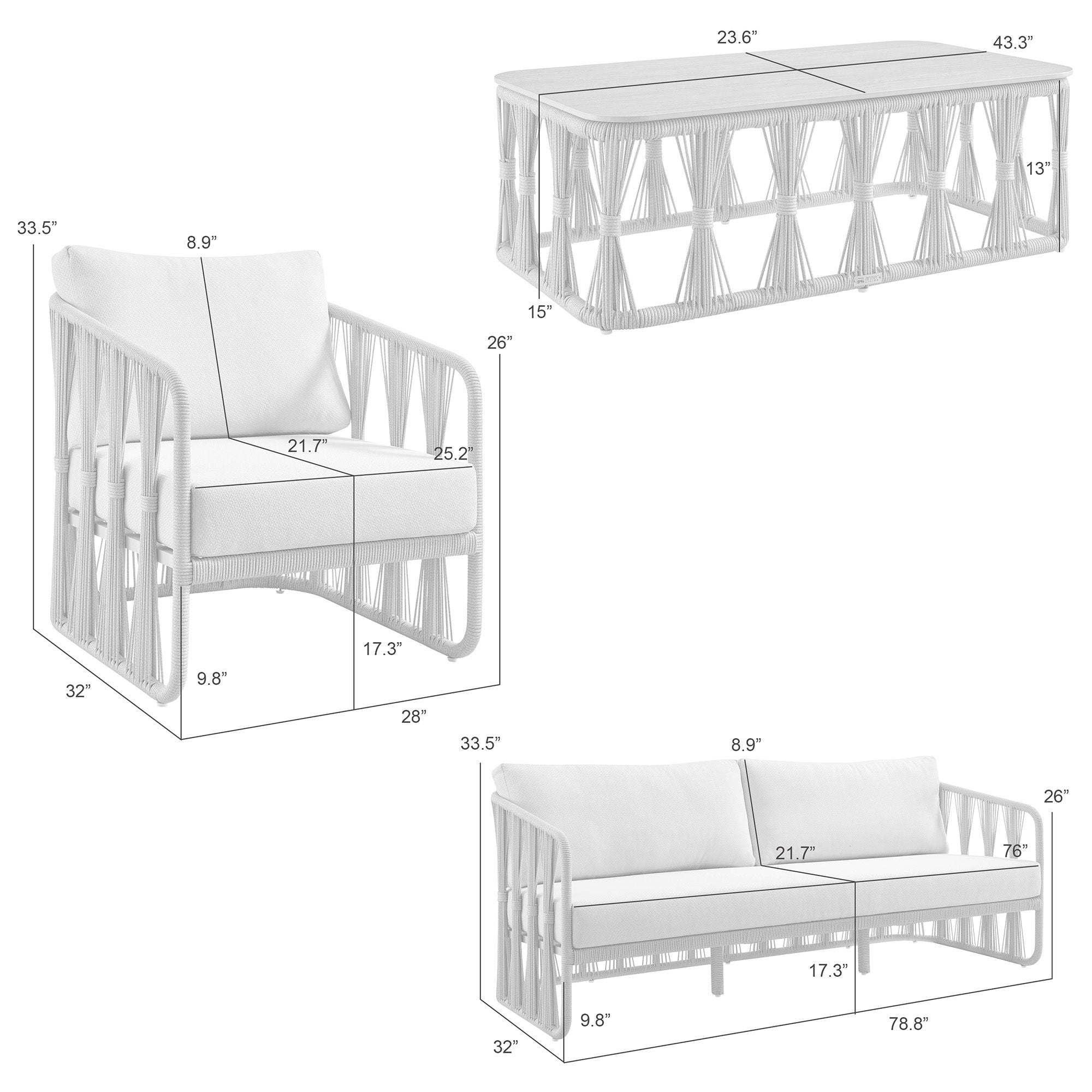 Breeze - Powder Coated Metal Outdoor Conversation Set With Cushions