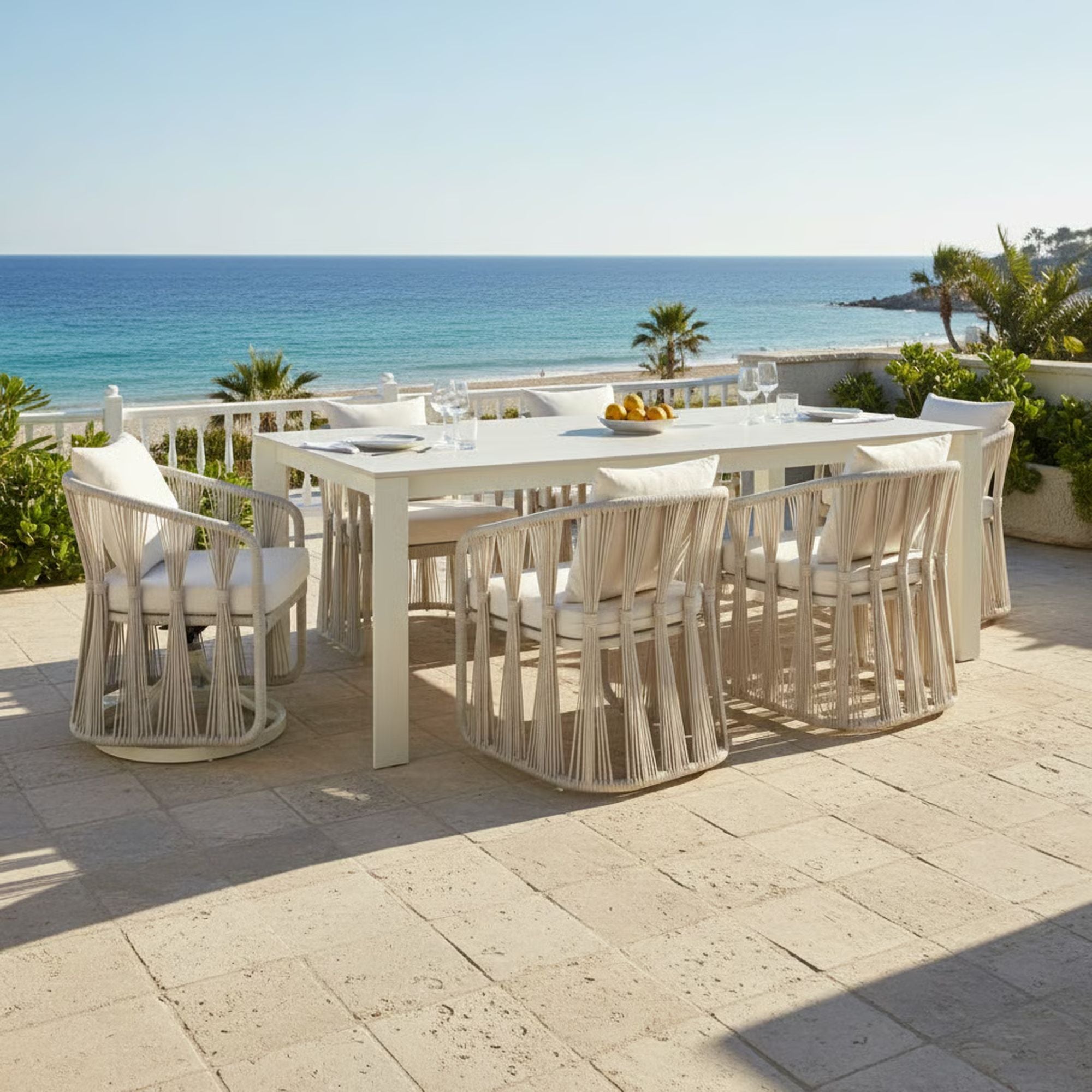 Breeze - Powder Coated Rectangle Metal Outdoor Dining Set With Cushions