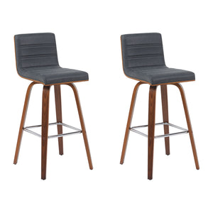 Vienna - Modern Swivel Bar Height Stool - Walnut Finished Wood Frame