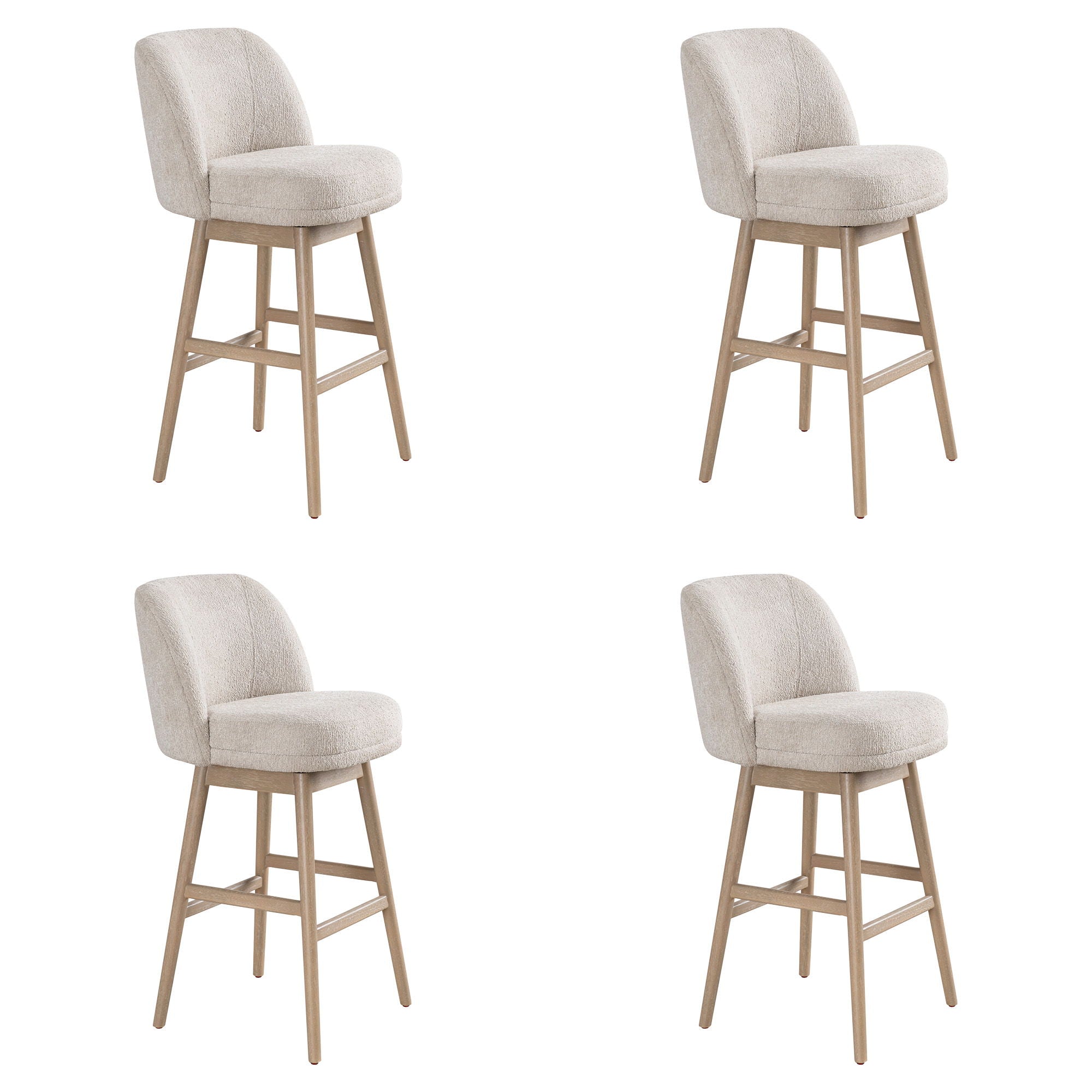 Sadie - Solid Wood Upholstered 30" Bar Height Swivel Barstool
