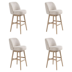 Sadie - Solid Wood Upholstered 30" Bar Height Swivel Barstool