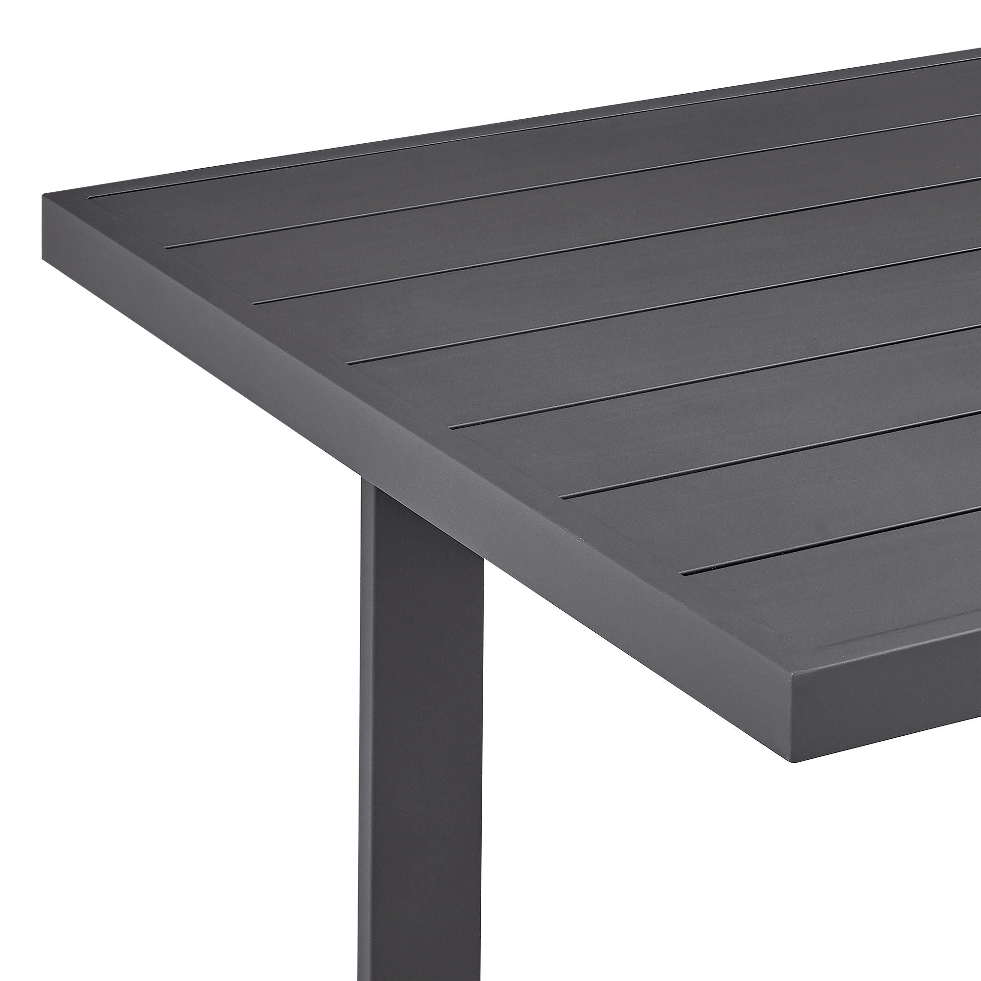 Menorca - Outdoor Patio 7-Piece Dining Table Set In Aluminum With Gray Cushions
