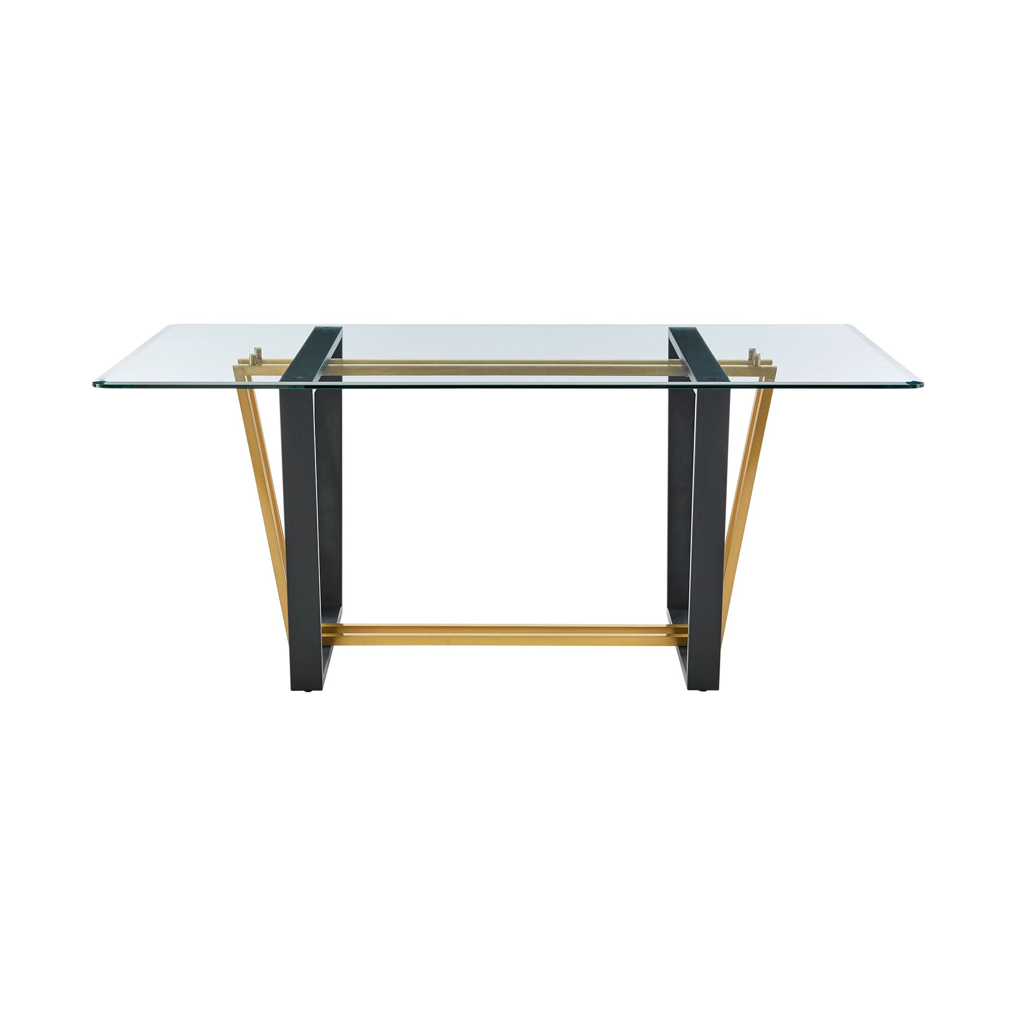 Kai Anastasia - Rectangular Glass Dining Table Set - Gold Brushed Base