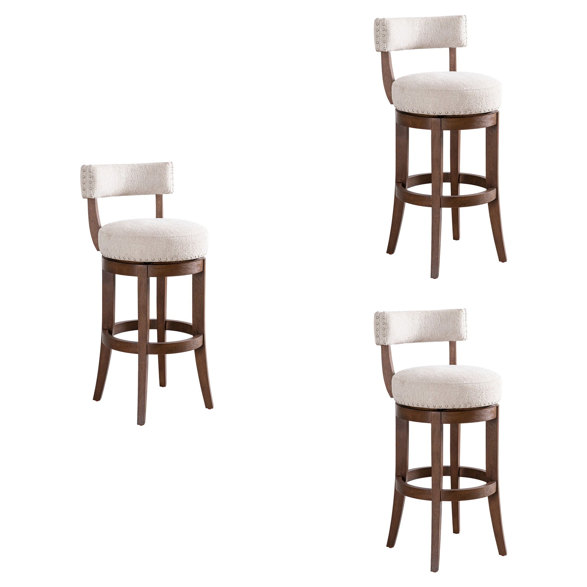 Mystic - Solid Wood Upholstered 30" Bar Height Swivel Barstool