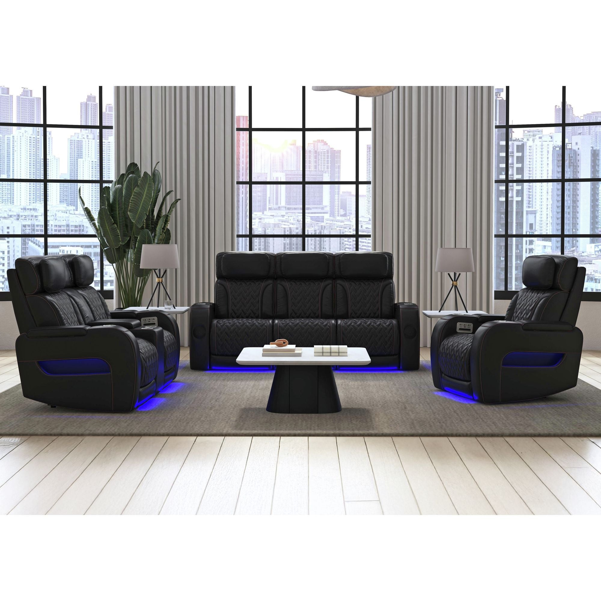 Prime Time - P3 Sofa With I Table, Reading Light, Heat, Massage, LED, And Speaker