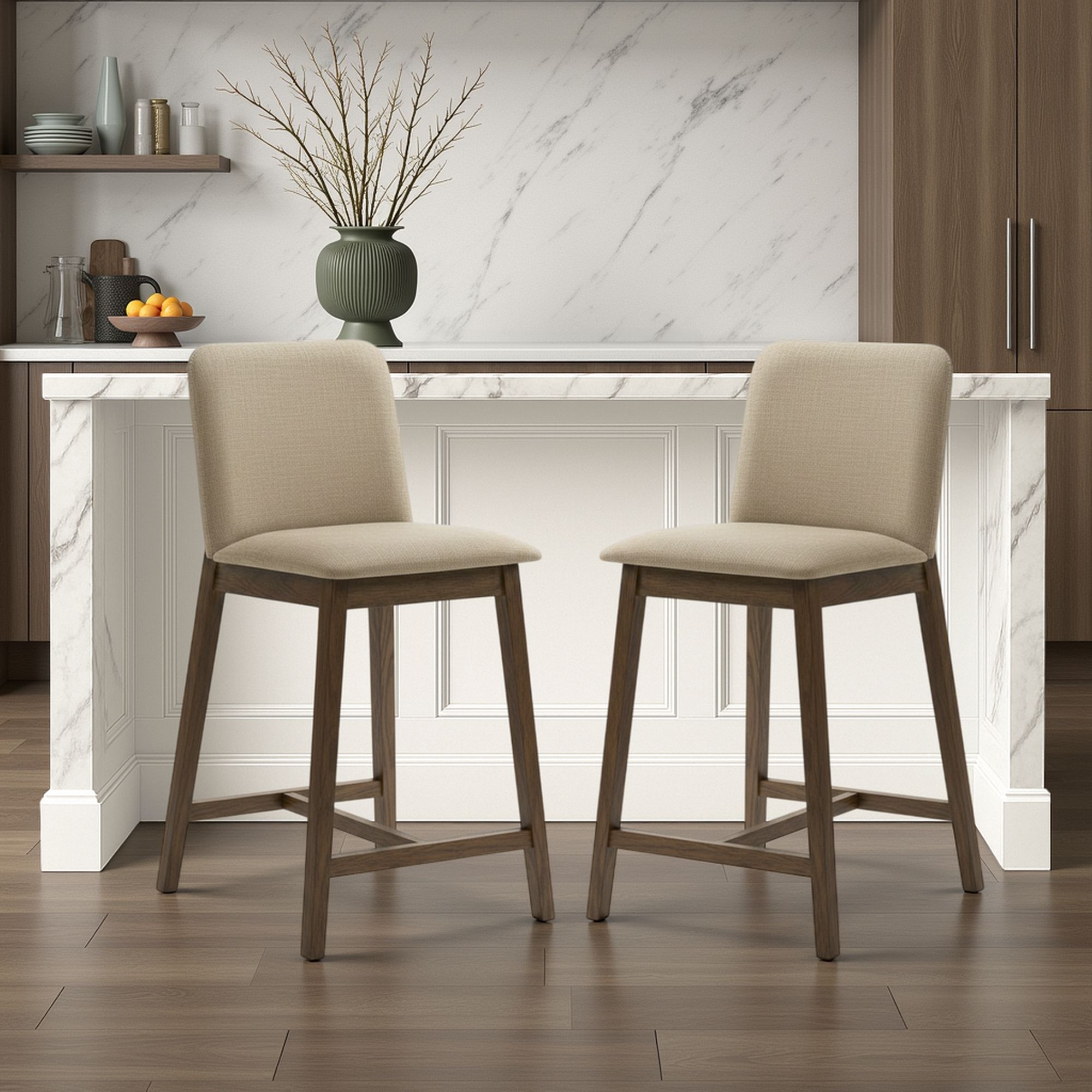 Allin - Upholstered Wood Counter Height Barstool