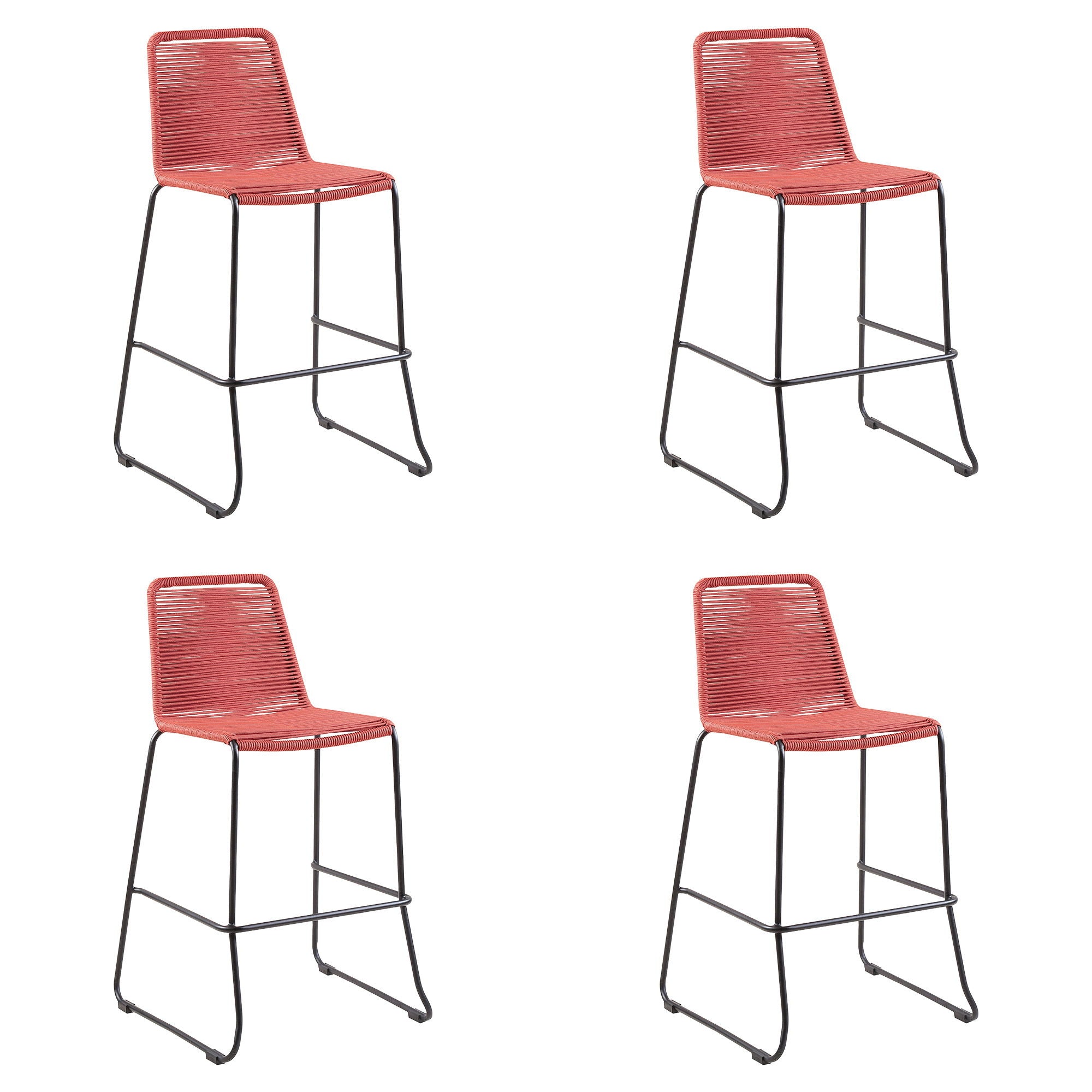 Shasta - 30" Outdoor Metal And Rope Stackable Barstool