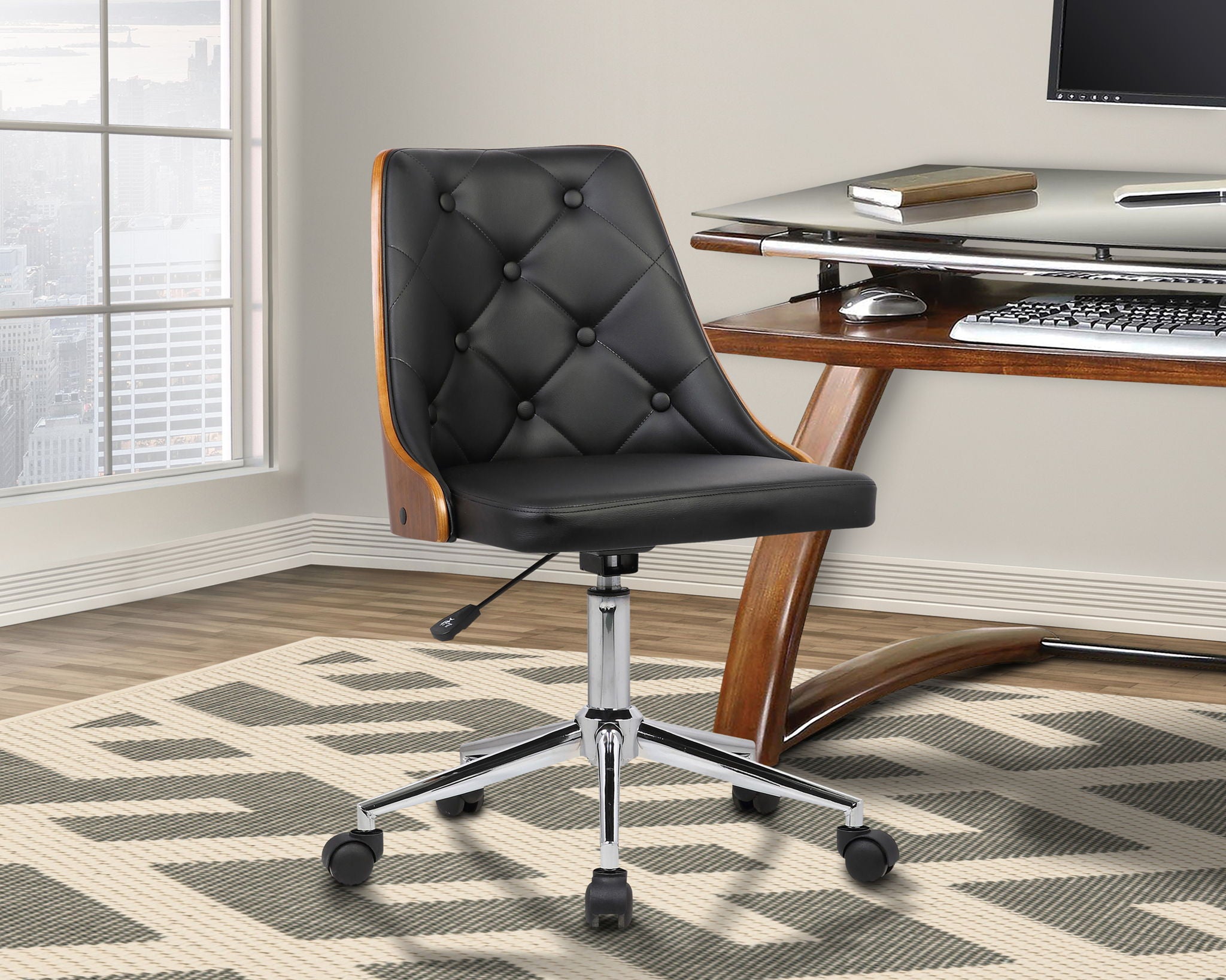 Diamond - Office Chair Veneer Back - Chrome / Black