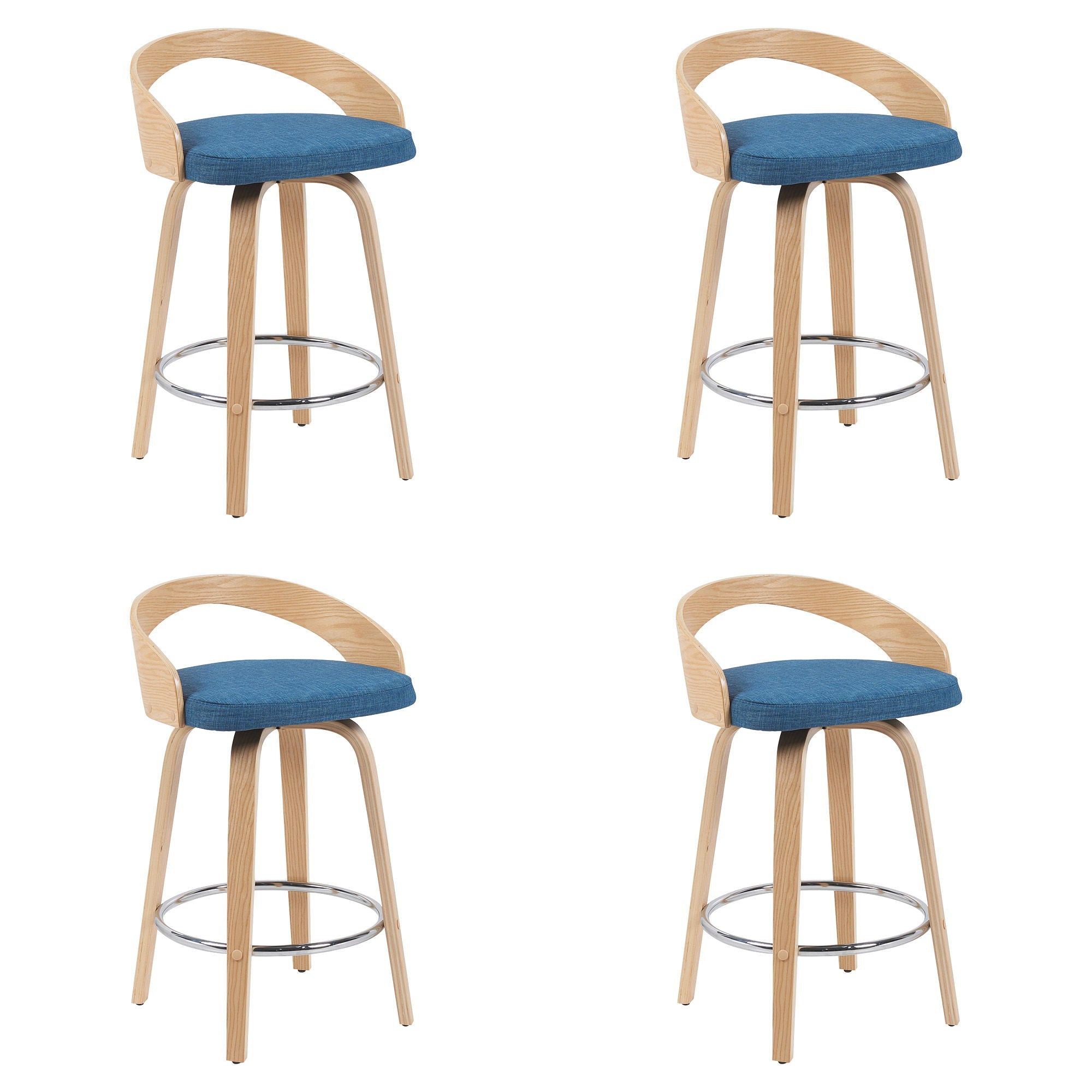 Sonia - Modern Swivel Counter Height Bar Stool - Patterned Oak Wood Finish
