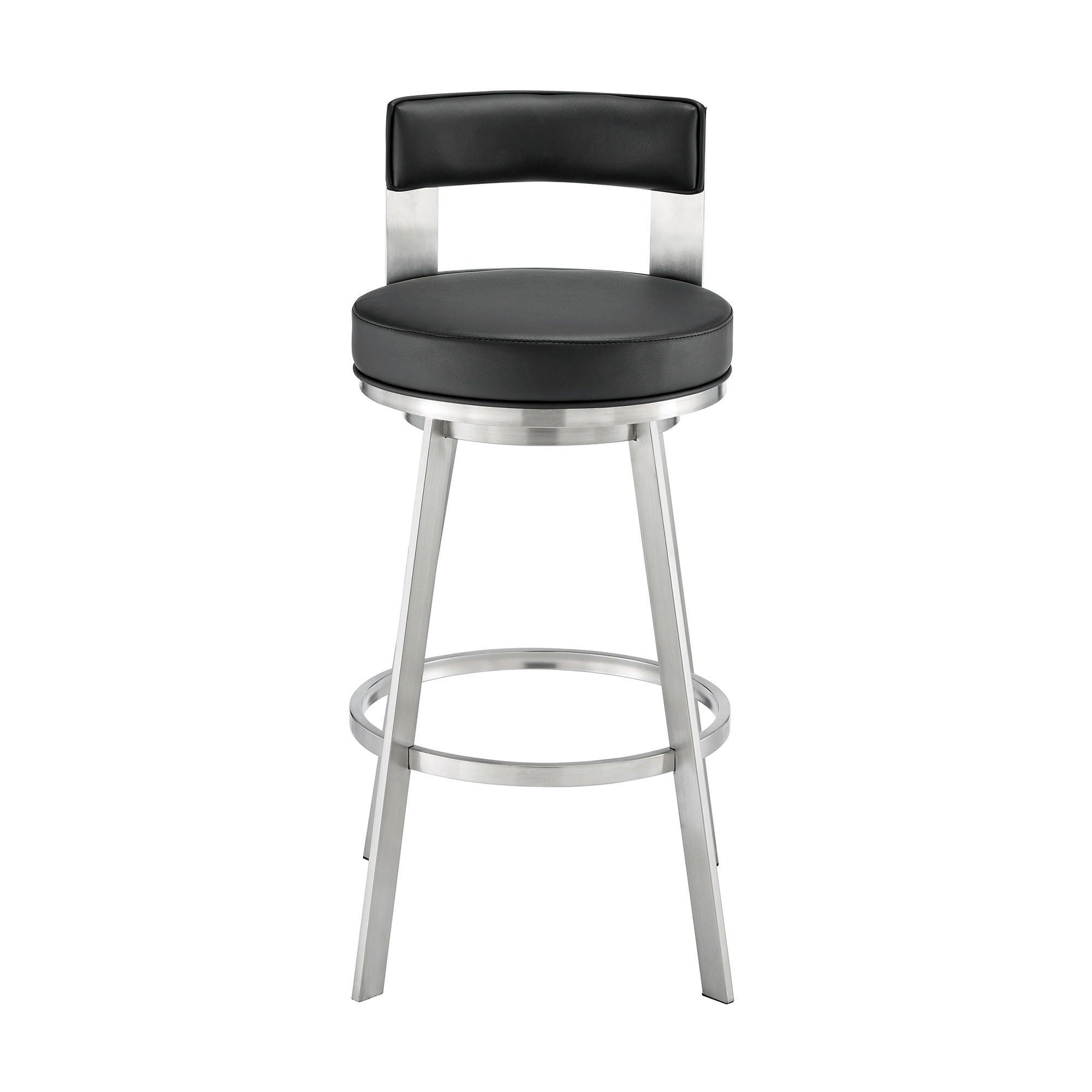 Lynof - Swivel Bar Stool - Brushed Stainless Steel Finish