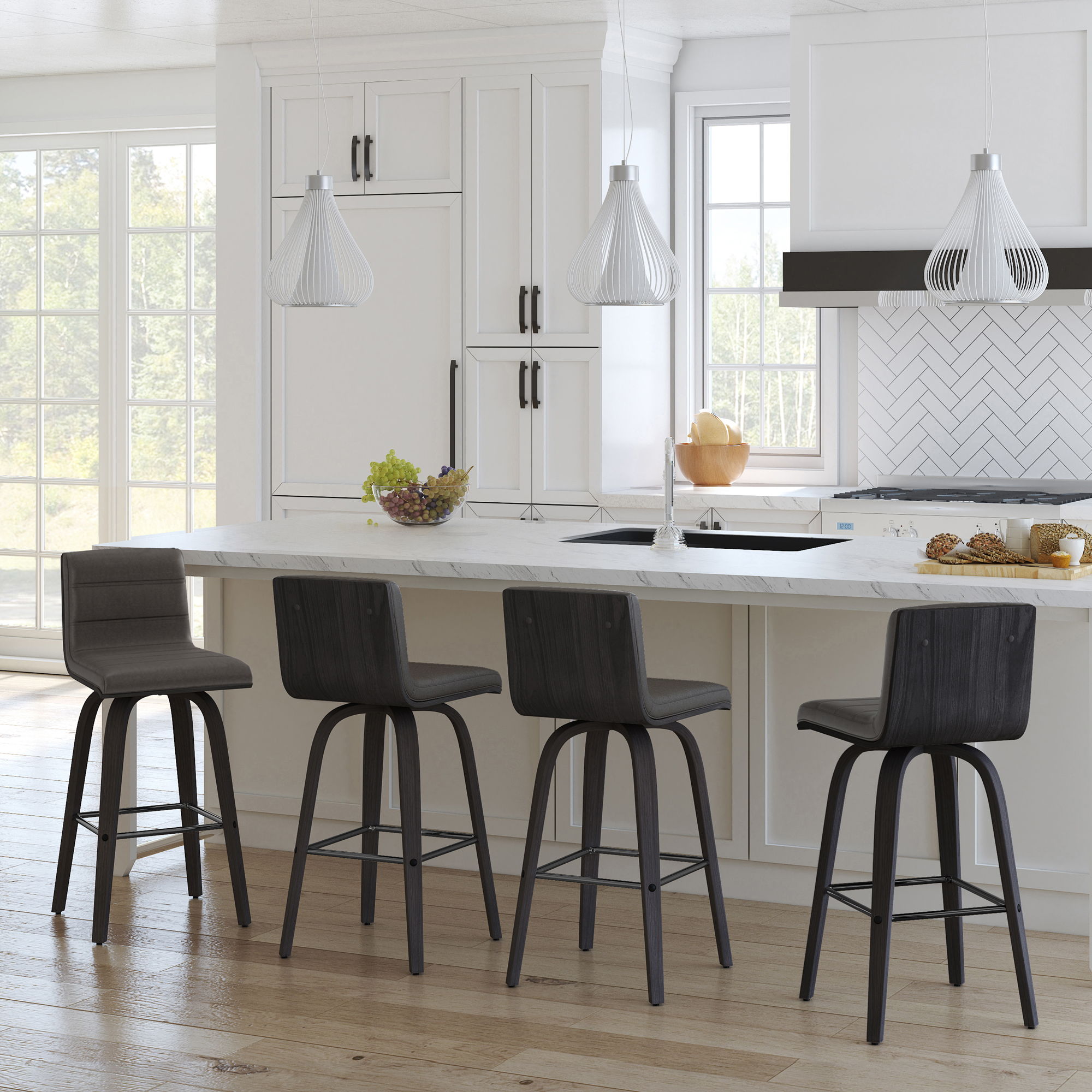 Vienna - 26" Swivel Counter Stool - Black Wood