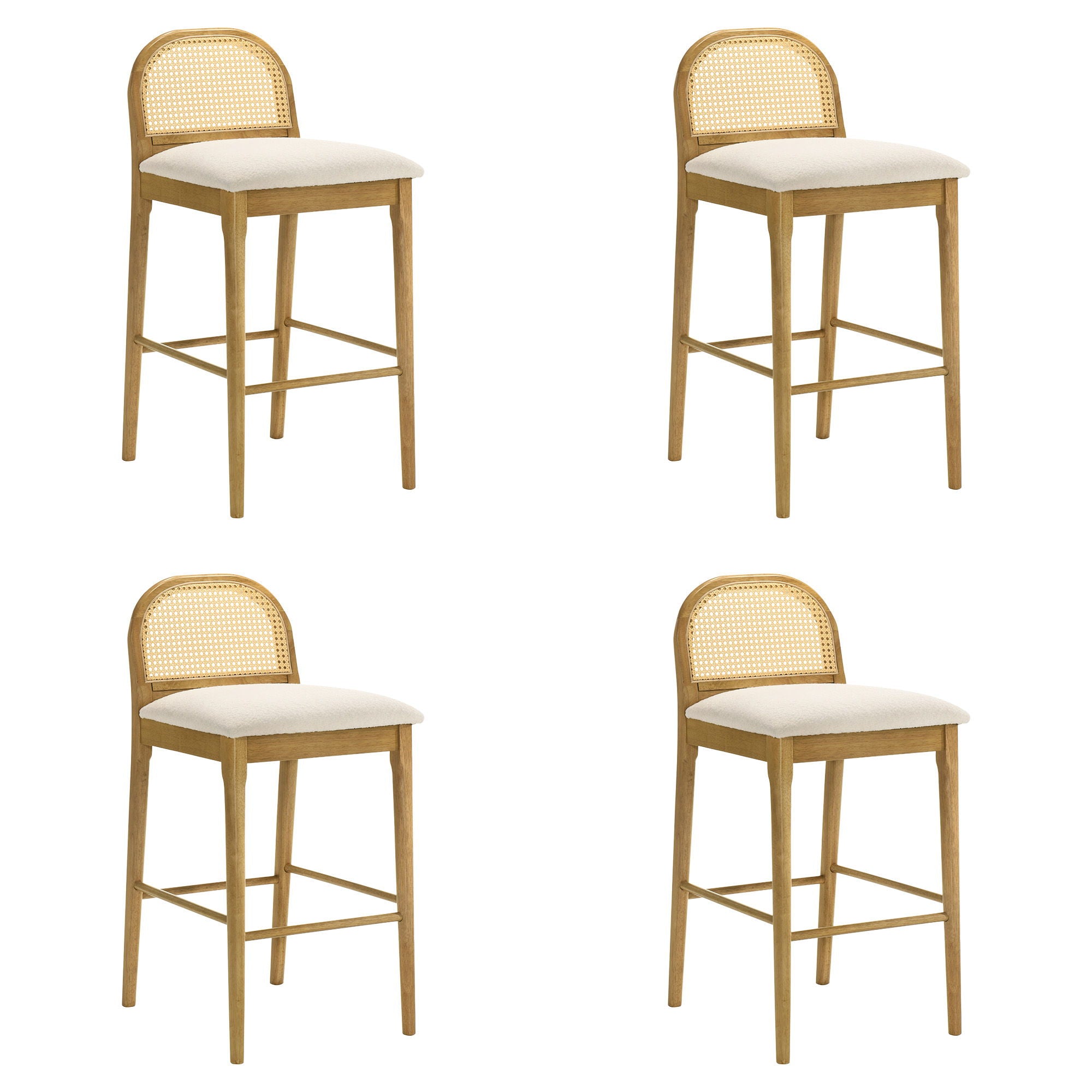Lucio - Modern Farmhouse Wood Bar Height Kitchen Bar Stool