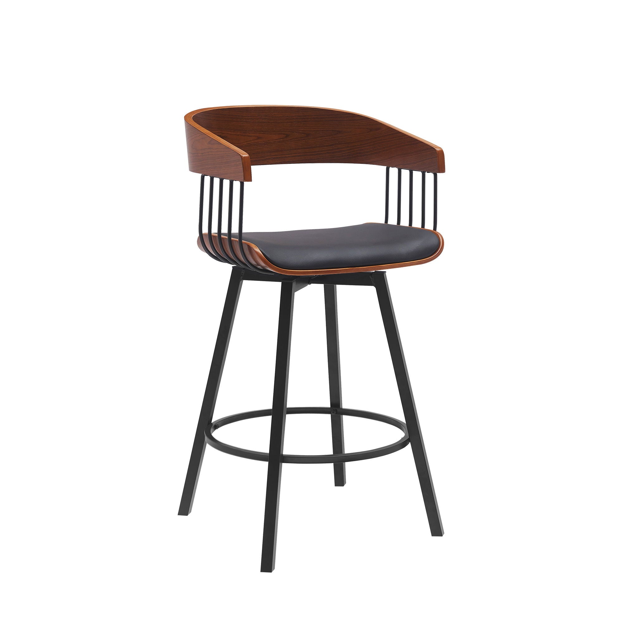 Athena - 27" Swivel Walnut Counter Stool - Black