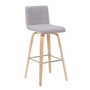 Vienna - Modern Swivel Bar Height Stool - Patterned Oak Wood Frame