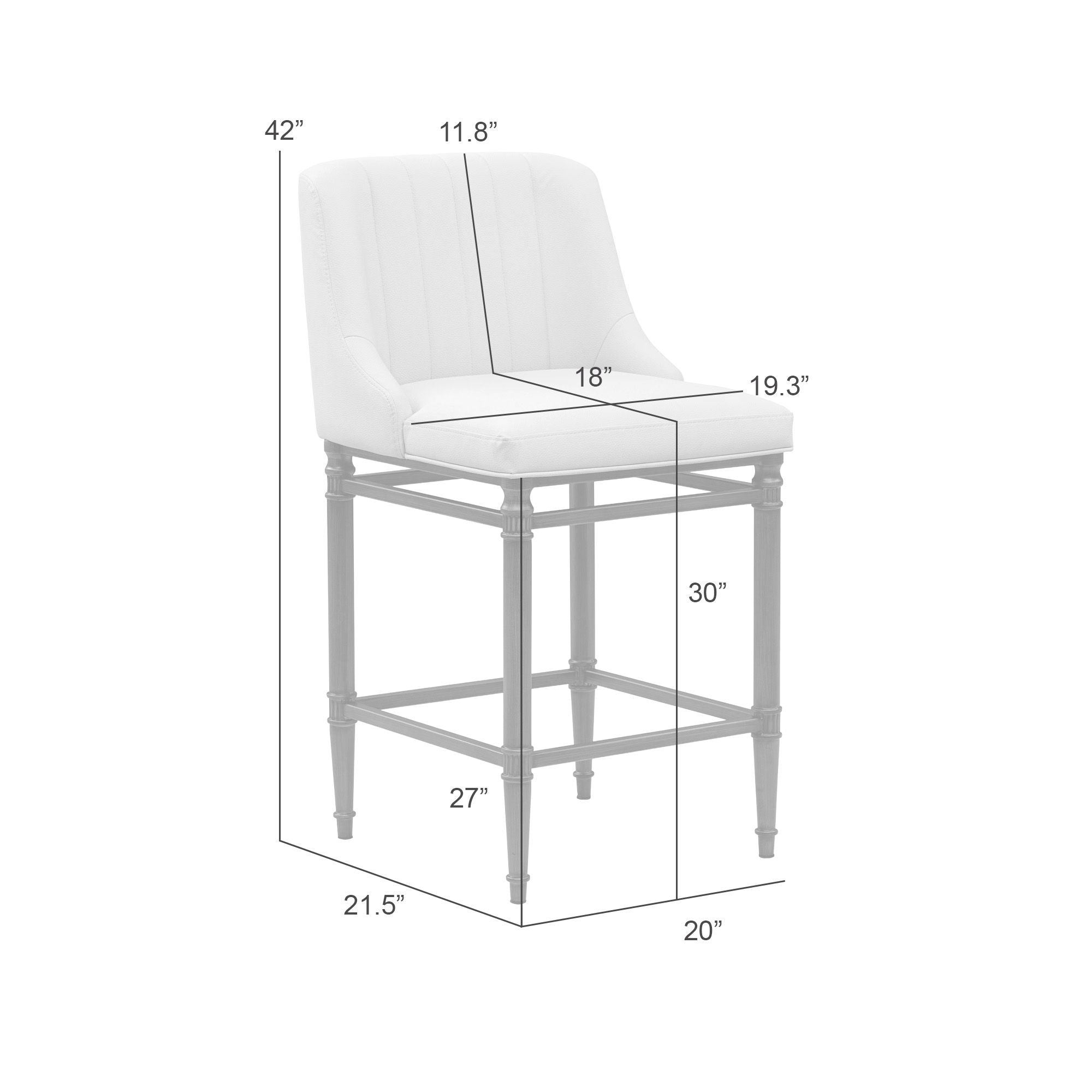 Marvin - Steel Frame Faux Leather Upholstered Bar Height Barstool