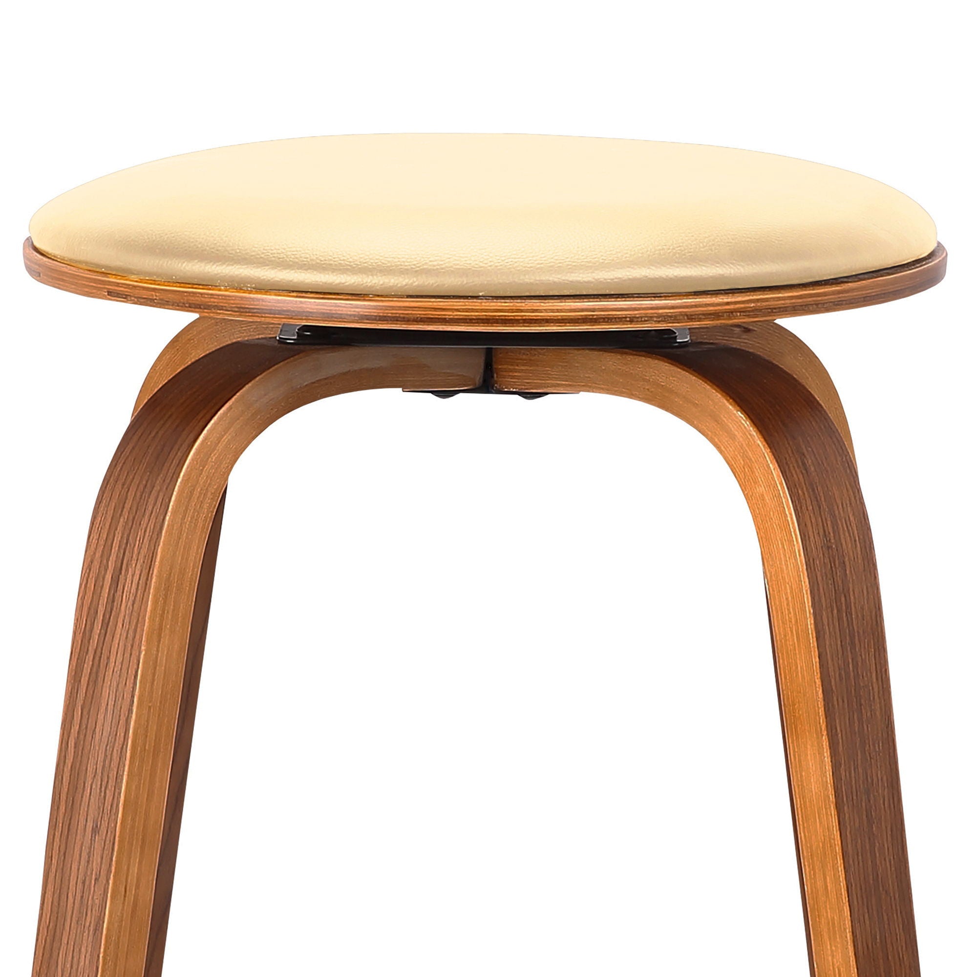 Harbor - 26" Counter Height Backless Swivel Mid-Century Modern Bar Stool - Cream / Walnut
