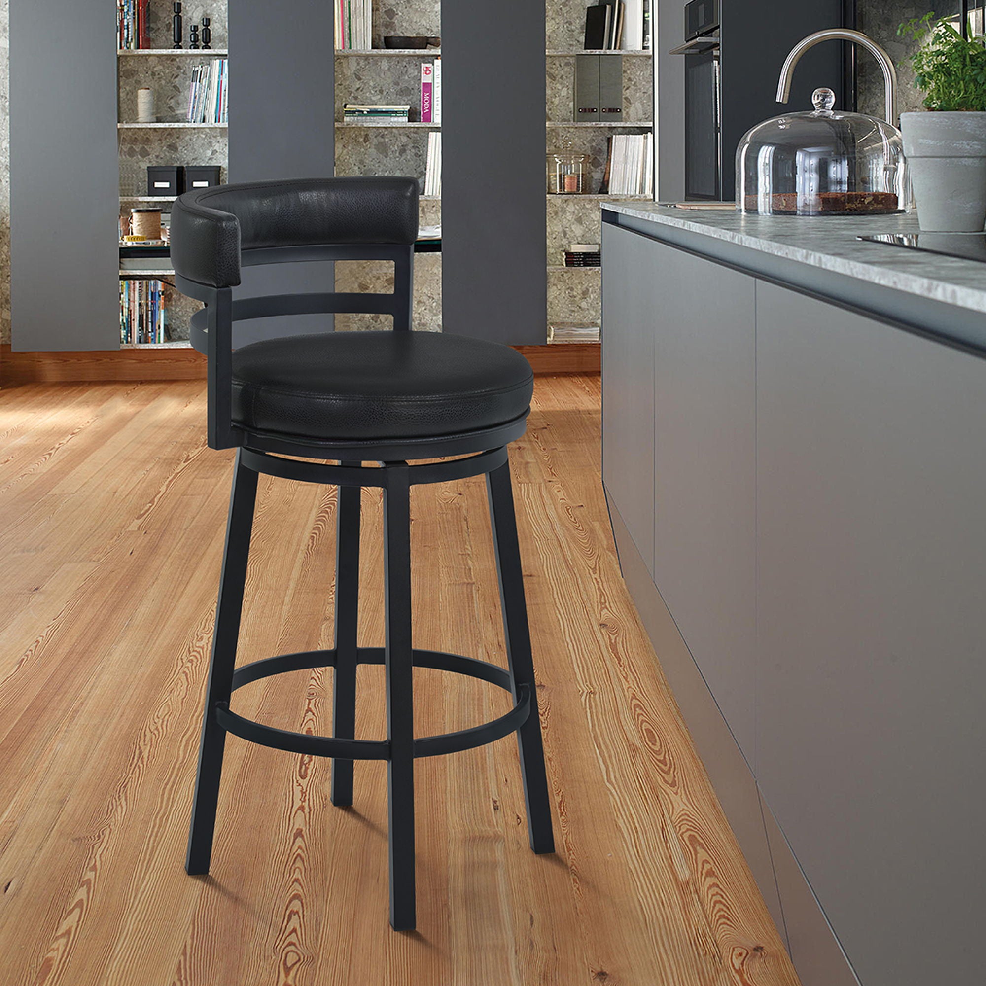 Titana - Swivel Barstool - Black Finish