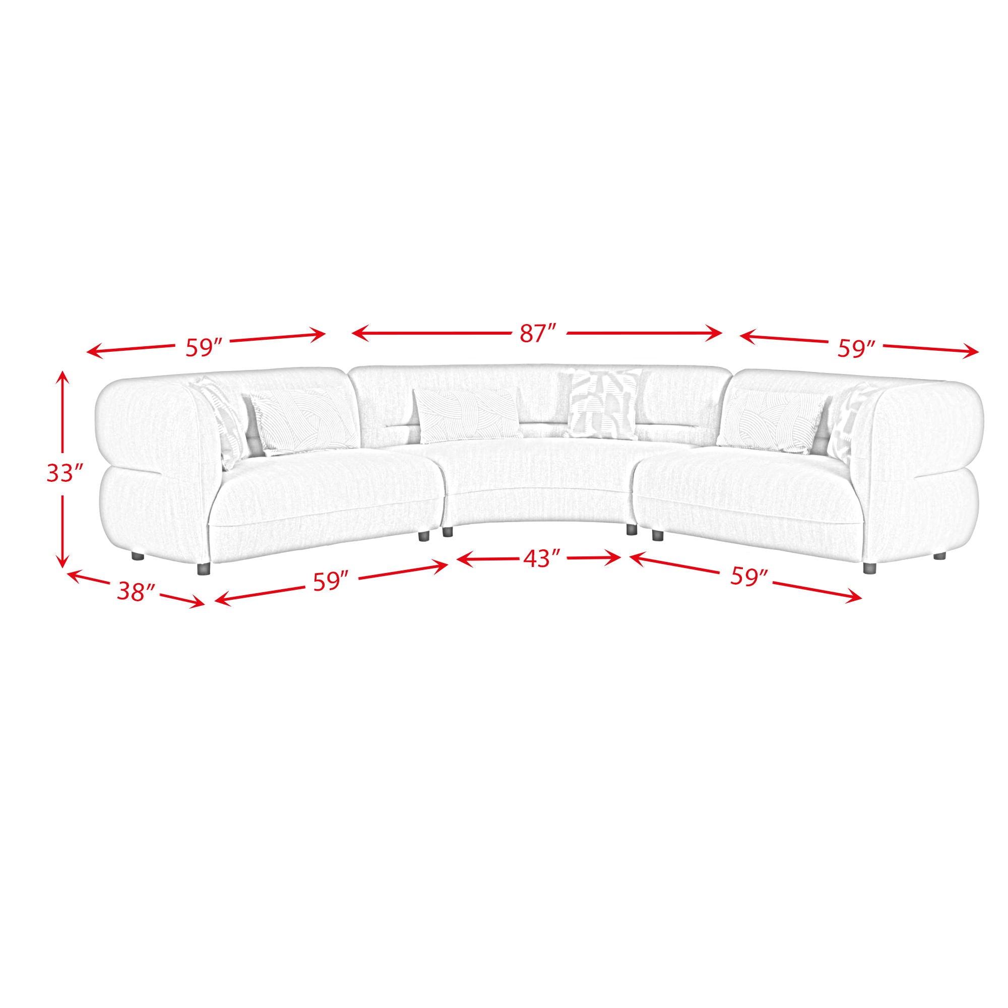 Four Seasons - Sectional Set With 6 Pillows - Camel