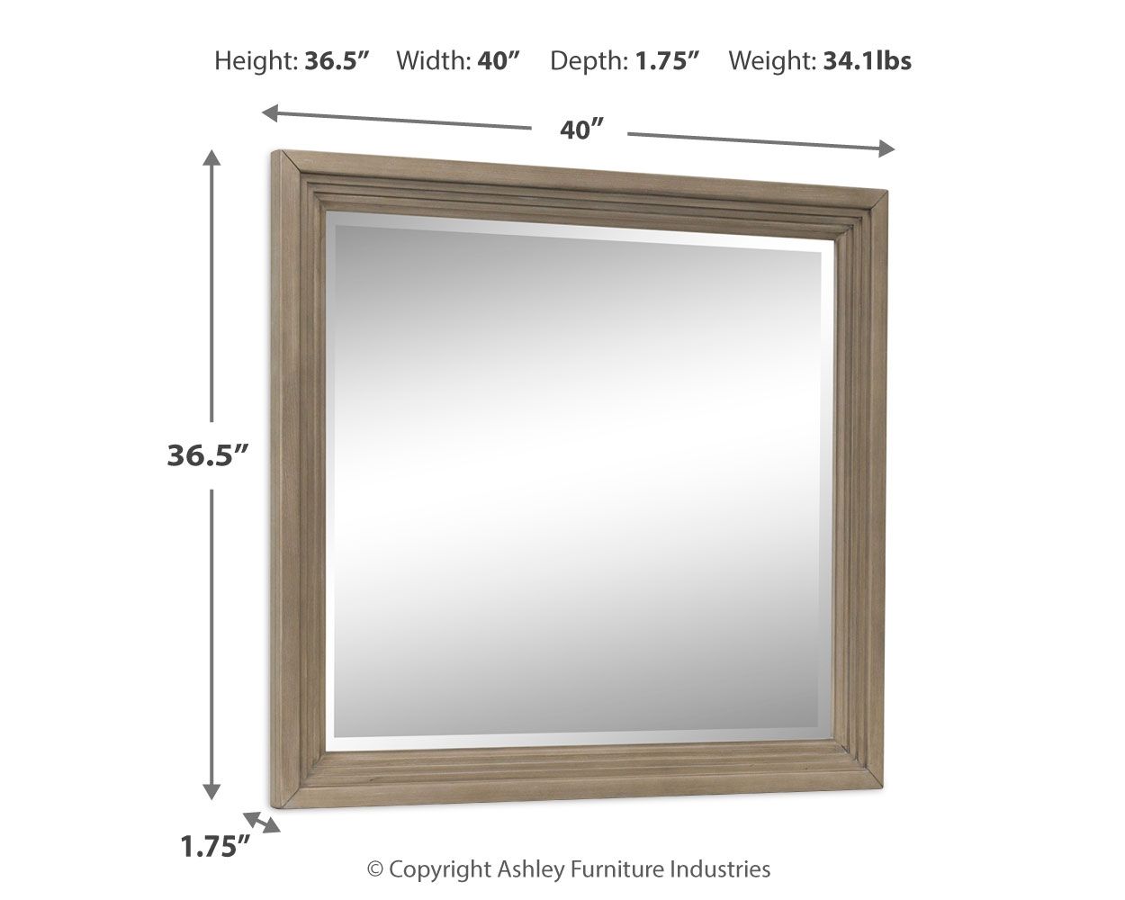 Vallardia - Bedroom Mirror - Light Grayish Brown