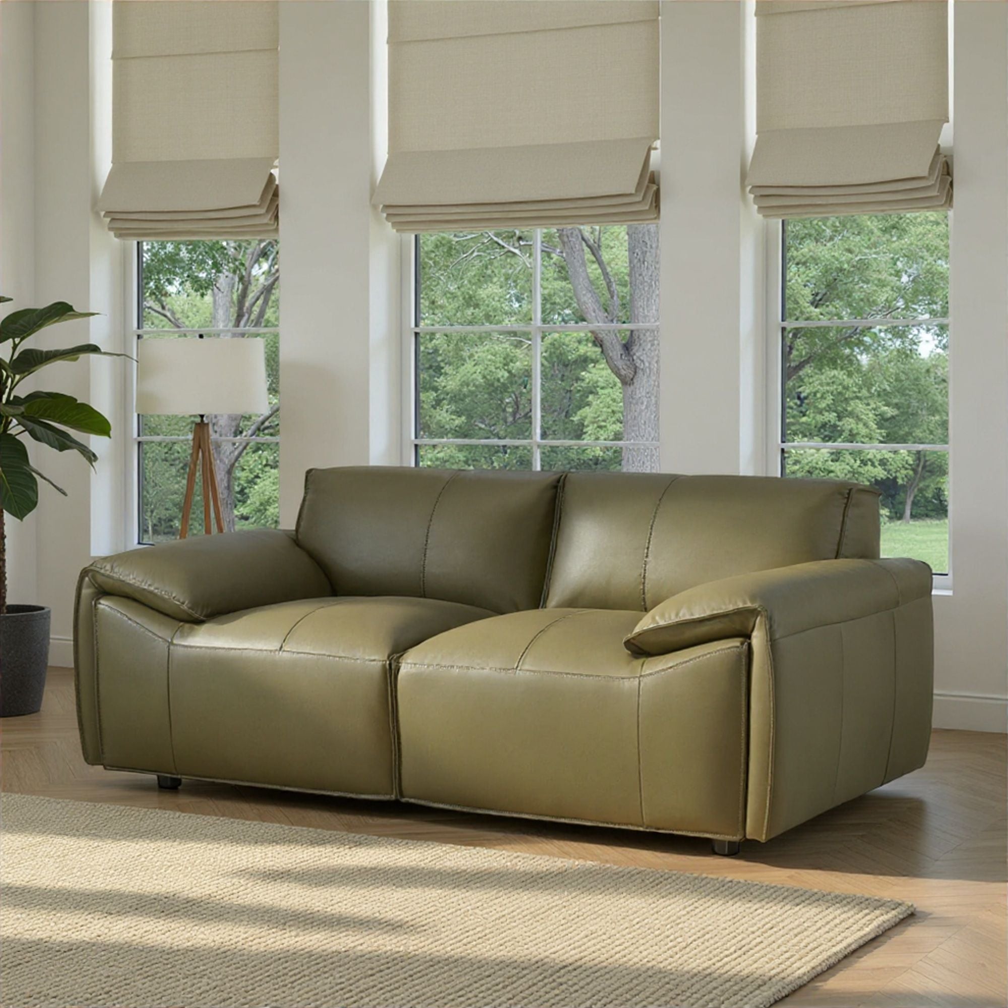 Tanner - Leather Loveseat With Padded Arms