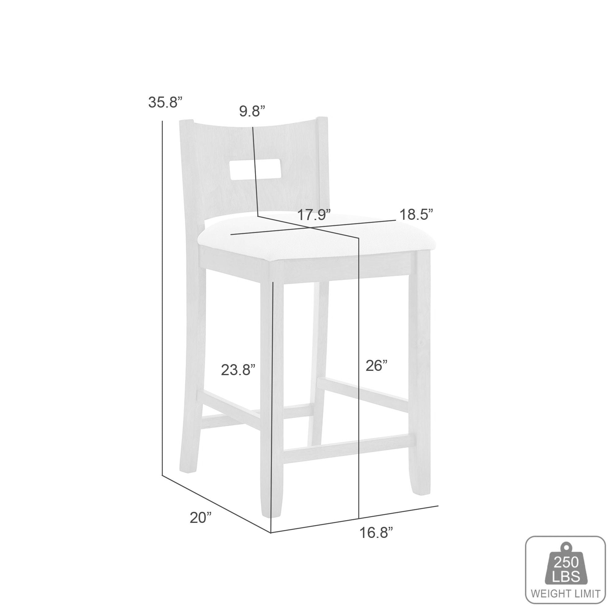 Ren - 26" Counter Height Rubberwood Barstool