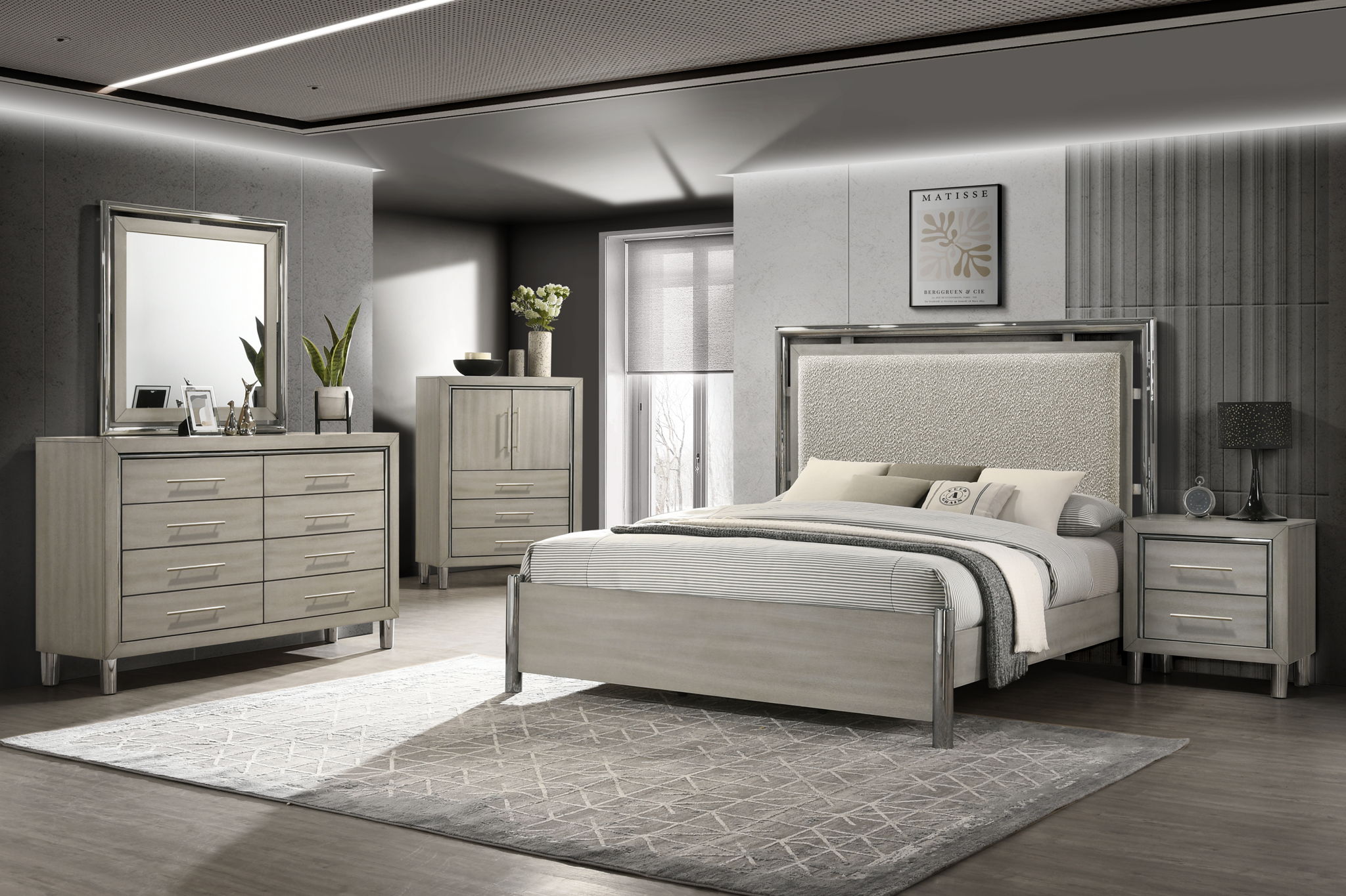 Lennox - Door Chest With Shoe Storage & LED Light - Gray
