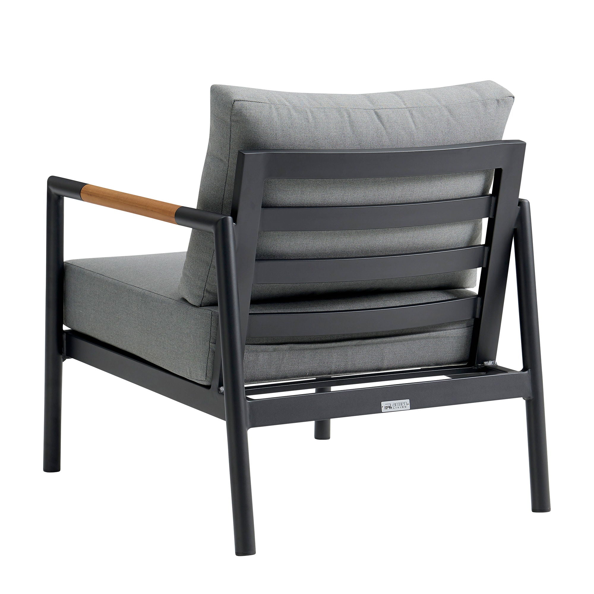 Royal - 4 Piece Aluminum And Teak Outdoor Seating Set With Cushions - Black / Dark Gray