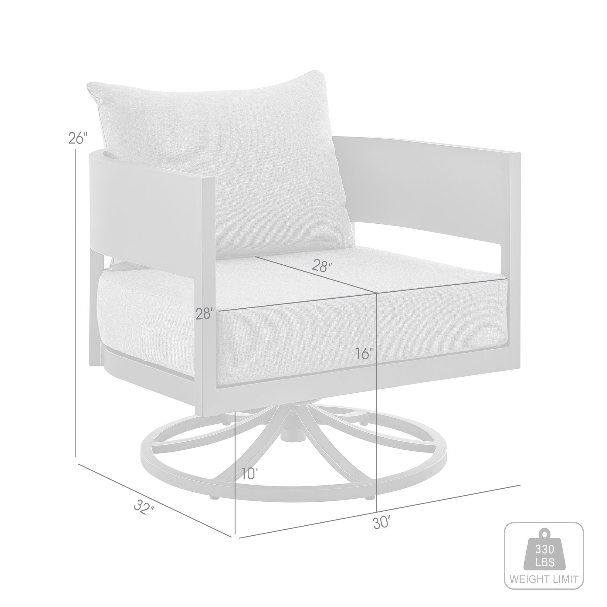 Argiope - Outdoor Patio Swivel Rocking Chair - Gray Aluminum With Cushions