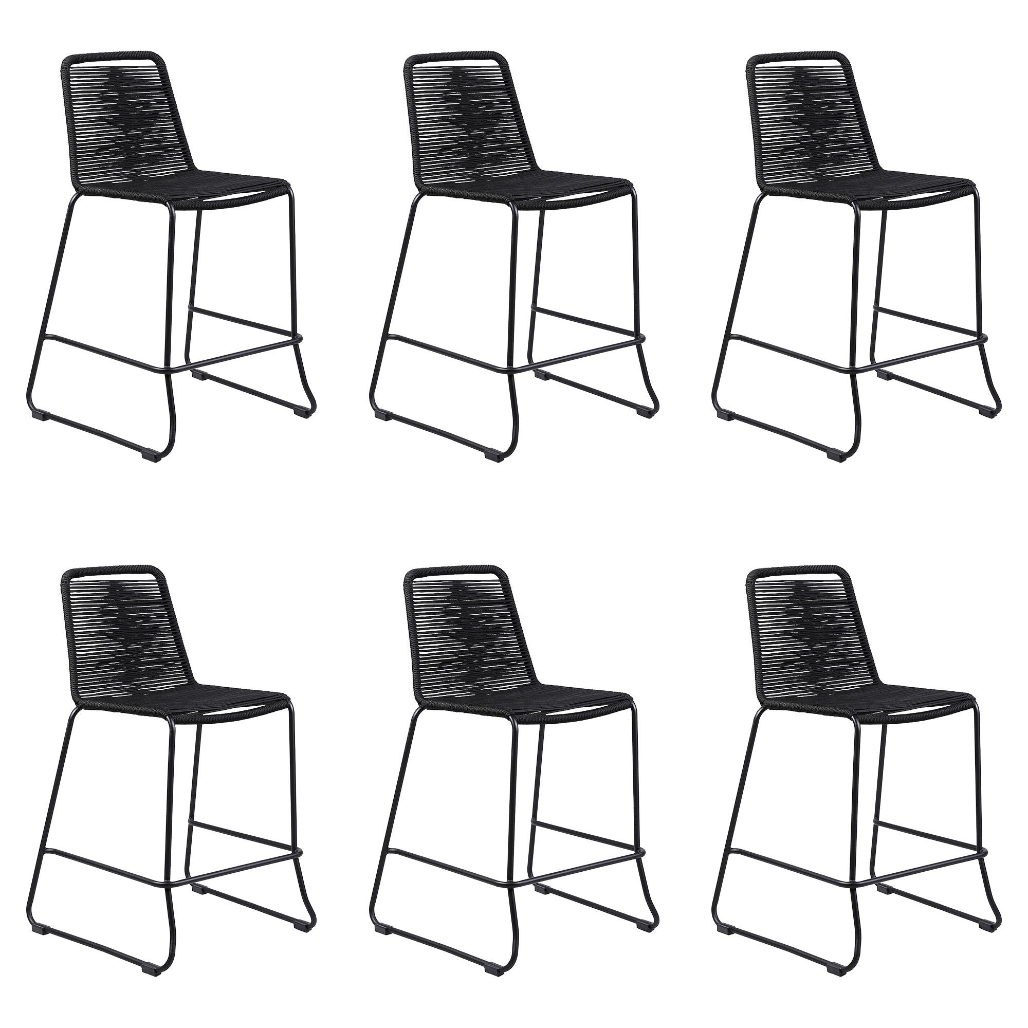 Shasta - 30" Outdoor Metal And Rope Stackable Barstool