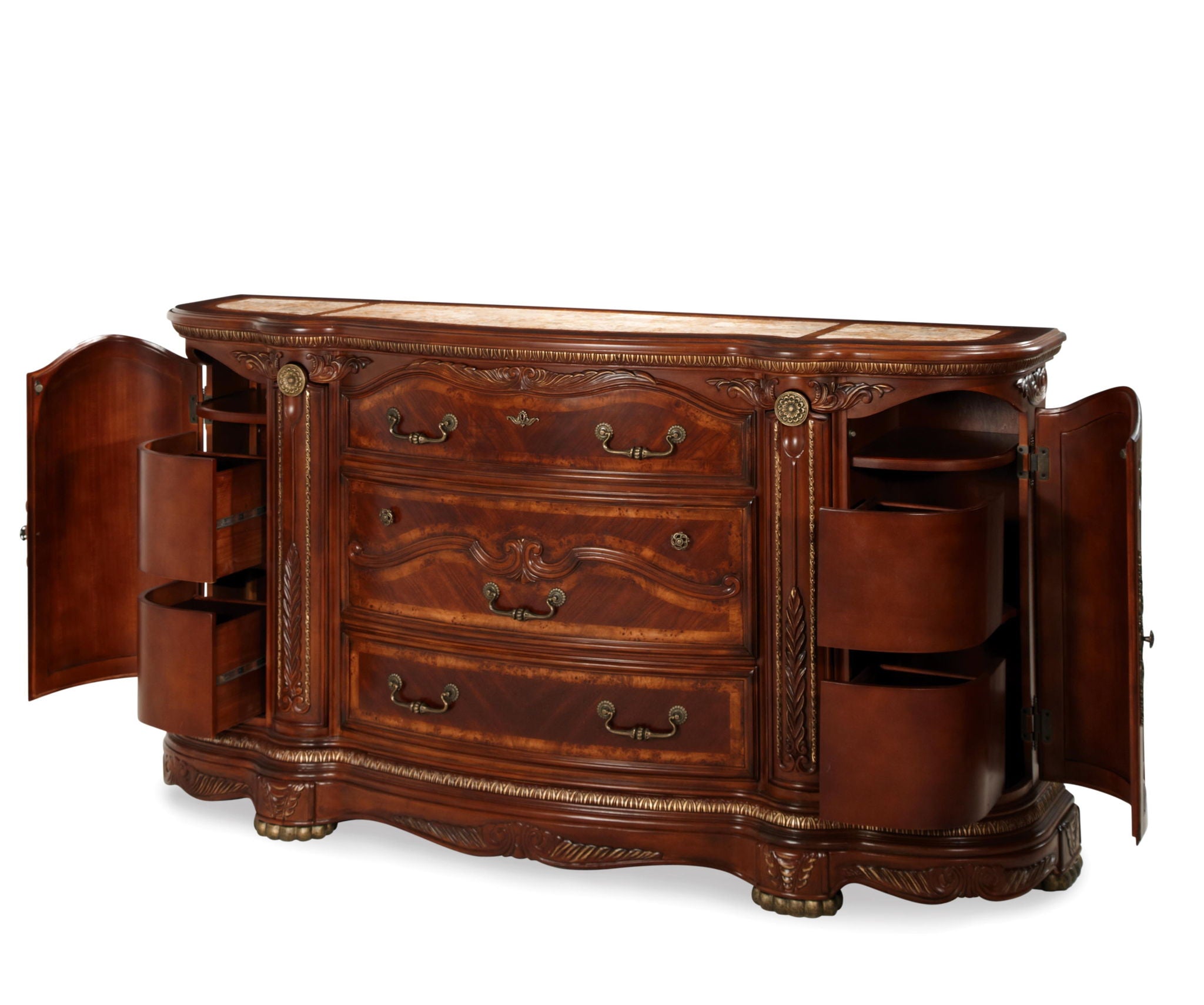 Cortina - Dresser & Mirror - Honey Walnut