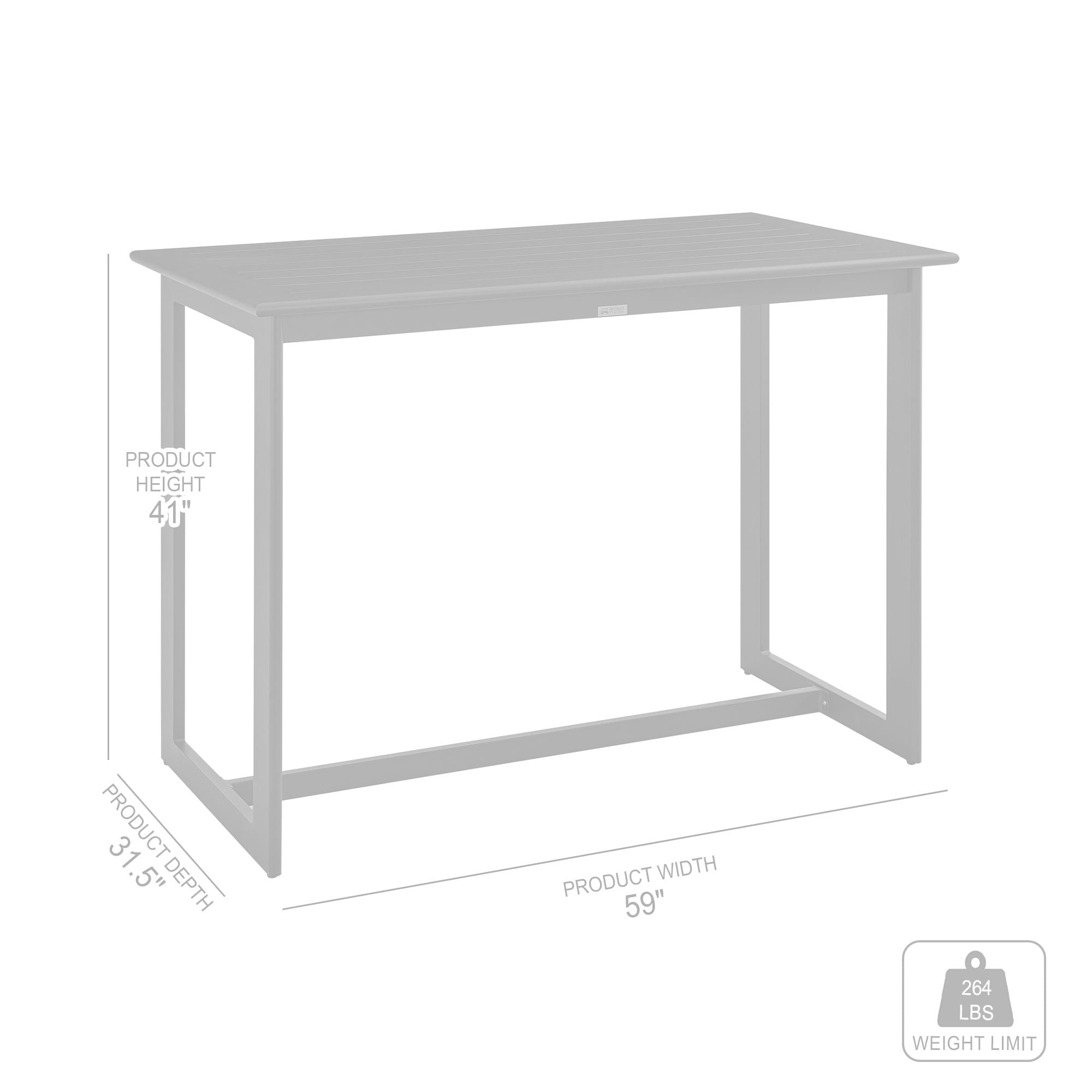 Cayman - 5 Piece Bar Outdoor Patio Table Set - Aluminum With Gray Cushions